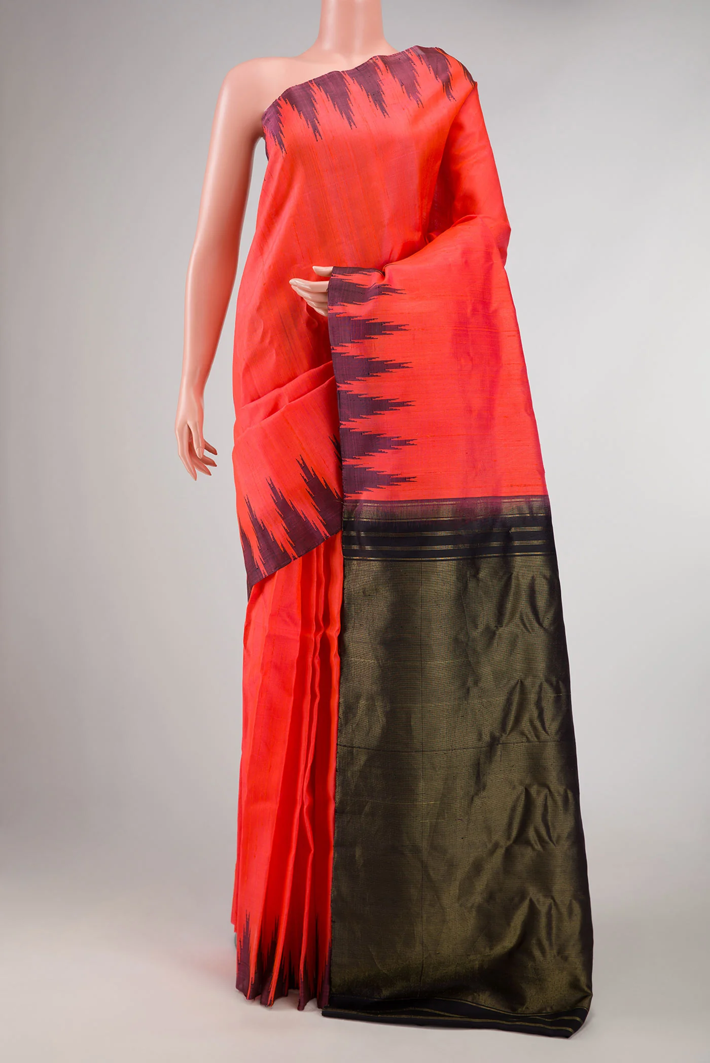 Orange Dual Tone Gadwal Silk Saree