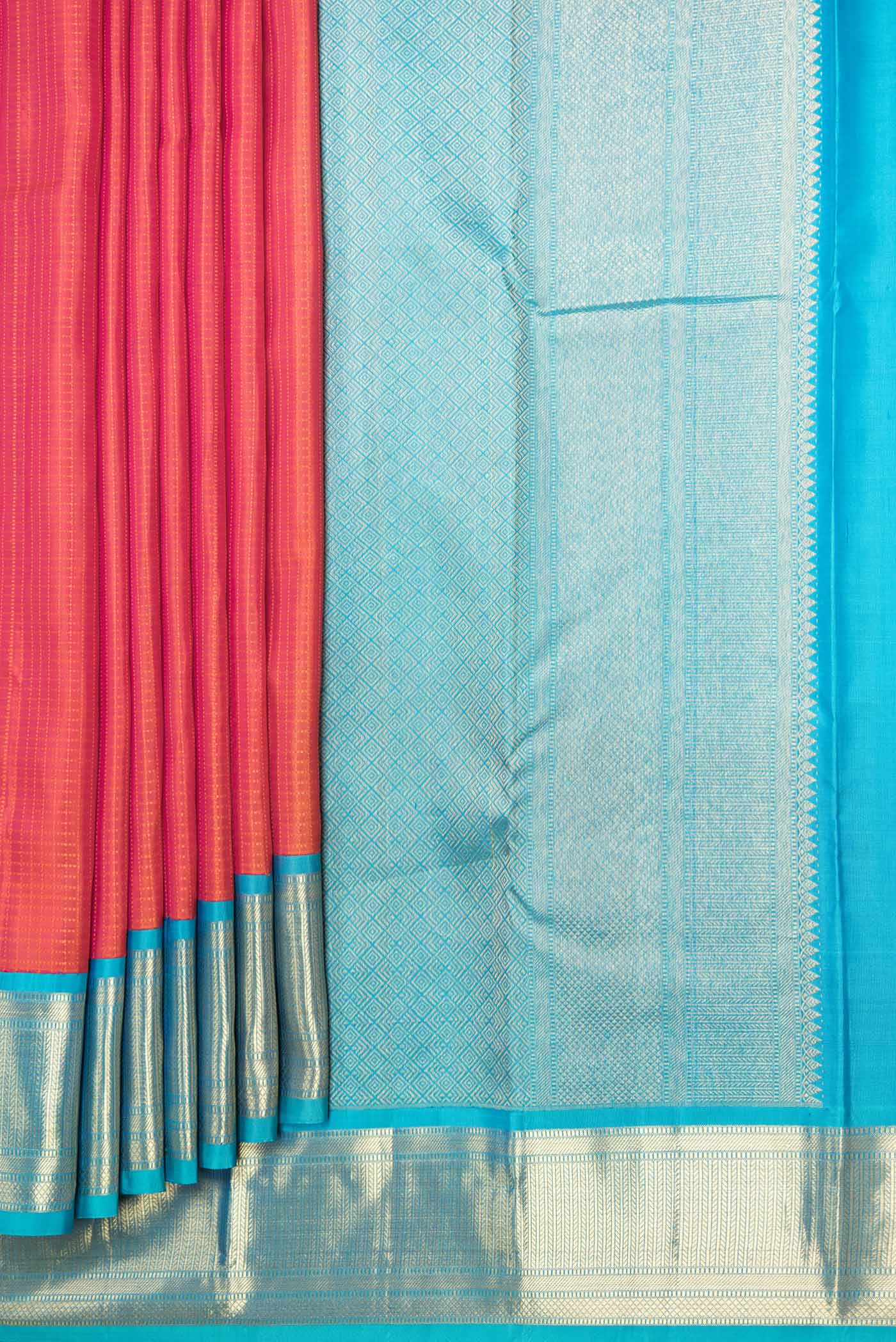 Orange Dual Tone Kanjivaram Saree - Image 4