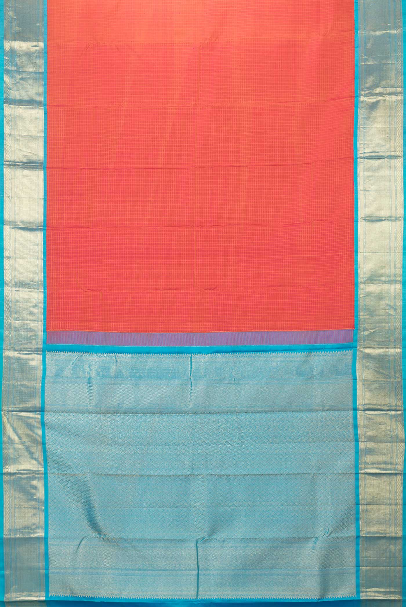 Orange Dual Tone Kanjivaram Saree - Image 6
