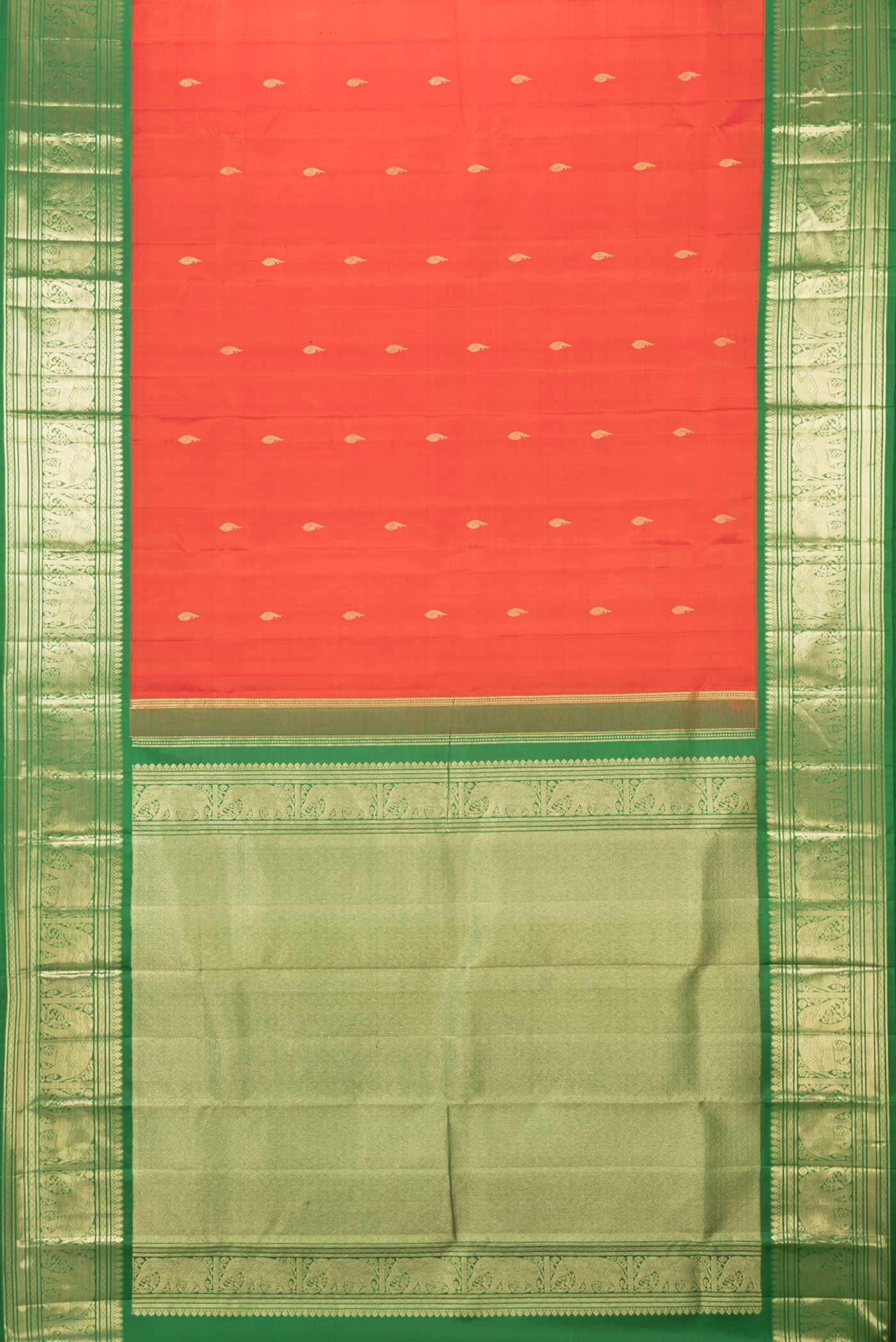 Orange Dual Tone Kanjivaram Saree - Image 6