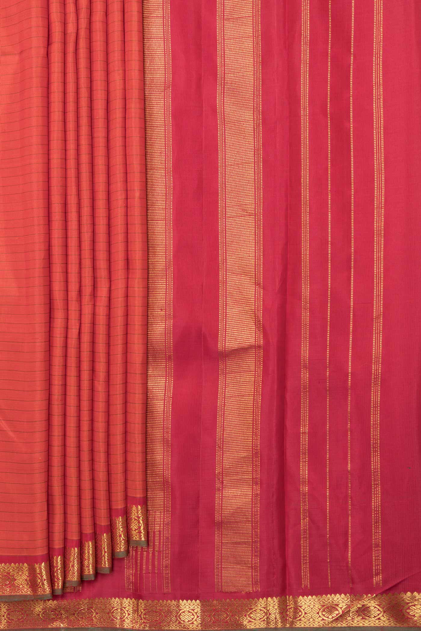 Orange Dual Tone Kanchipuram Saree - Image 4