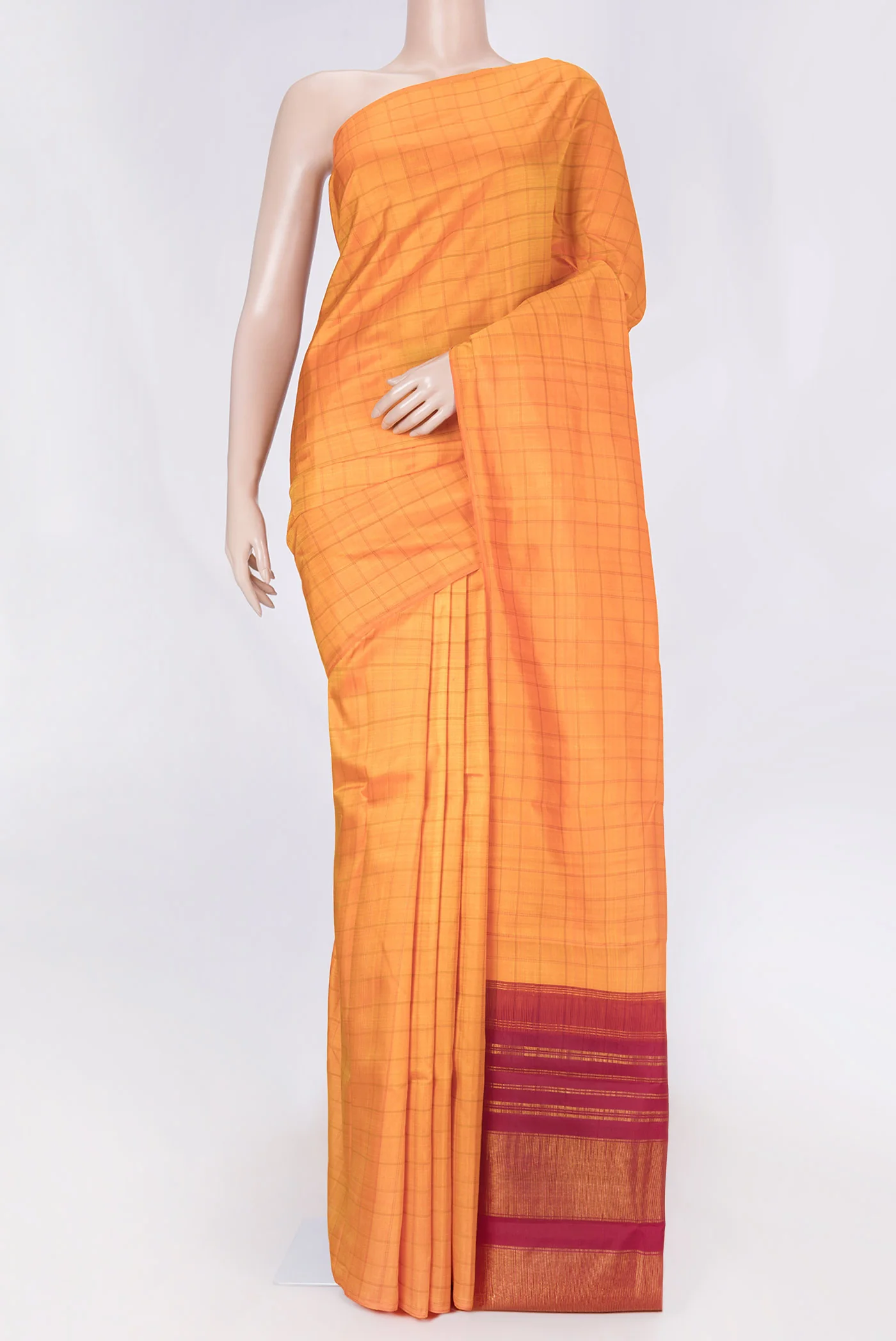 Orange Dual Tone Kanjivaram Saree