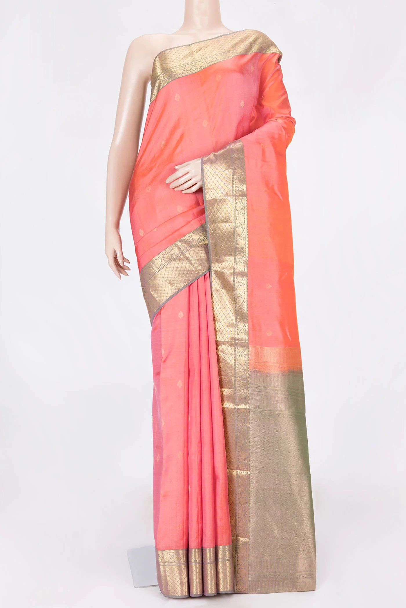 Orange Dual Tone Kanchipuram Saree
