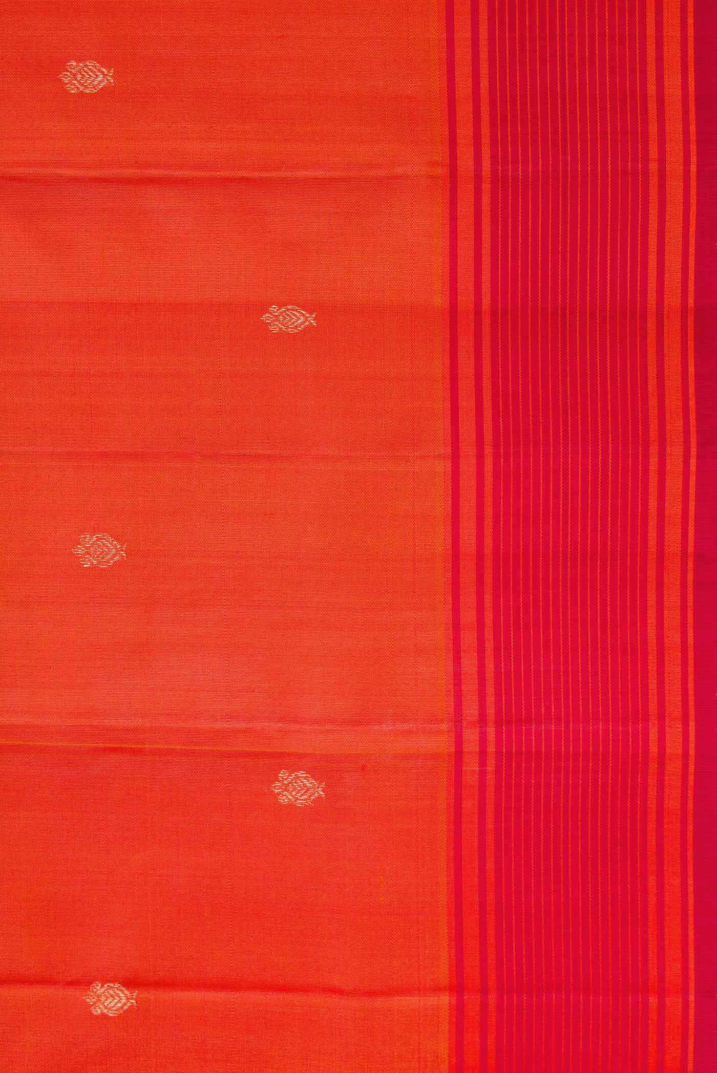 Orange Kanchipuram Silk Saree - Image 3