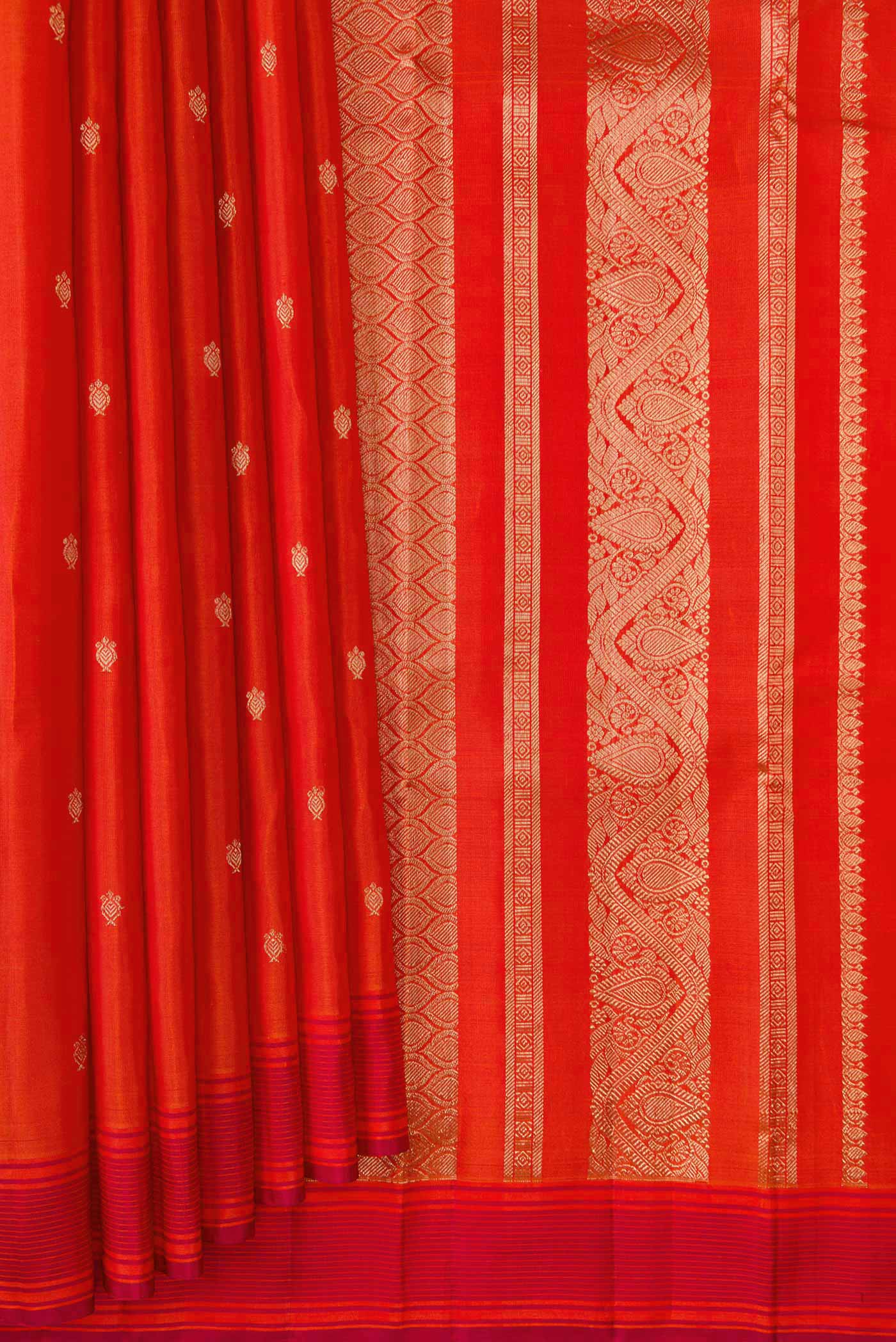 Orange Kanchipuram Silk Saree - Image 4