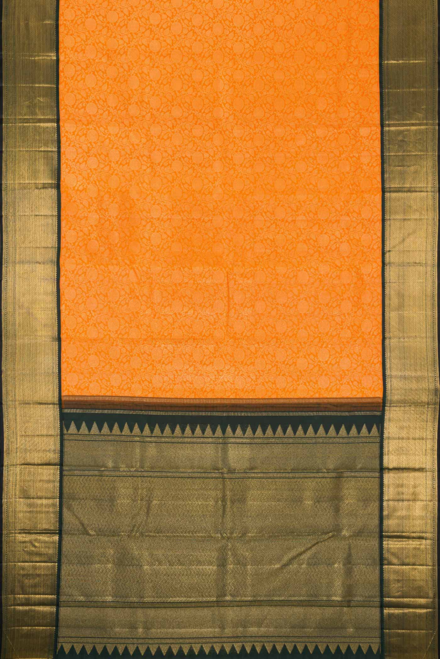 Orange Kanchipuram Silk Saree - Image 6