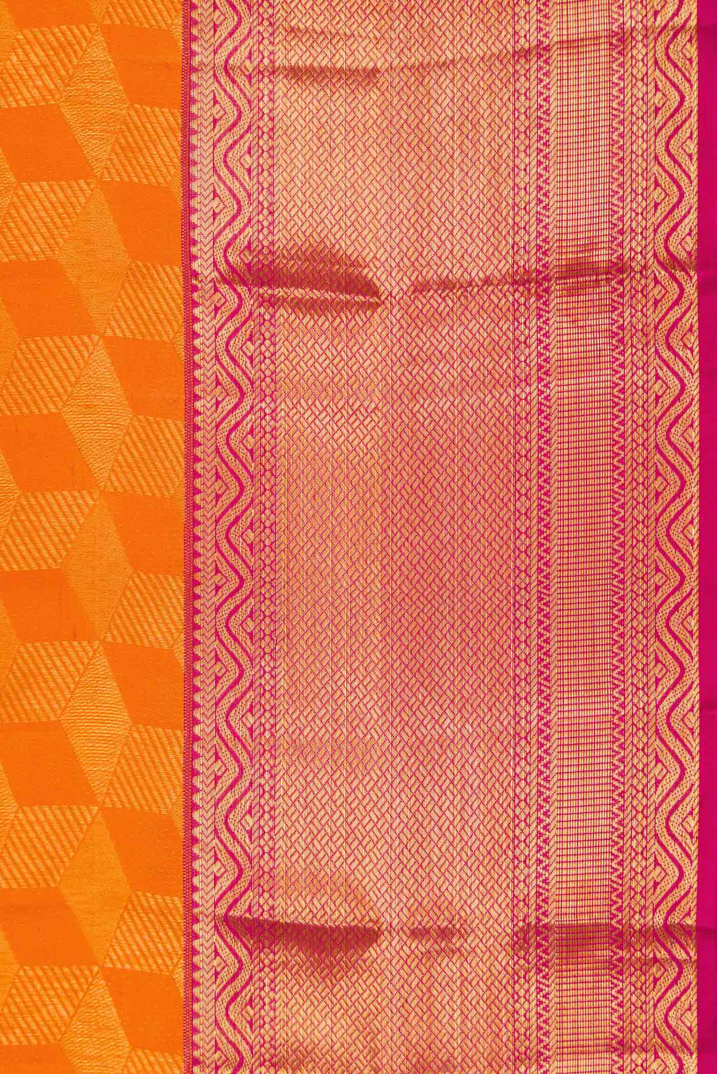 Orange Dual Tone Kanchipuram Silk Saree - Image 3