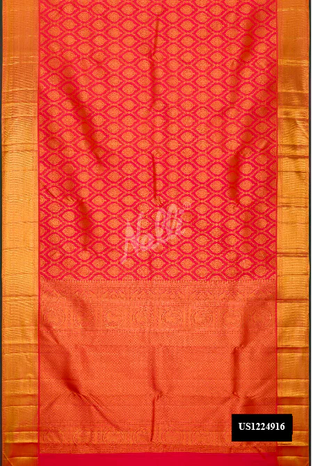 Orange Dual Tone Kanchipuram Silk Saree
