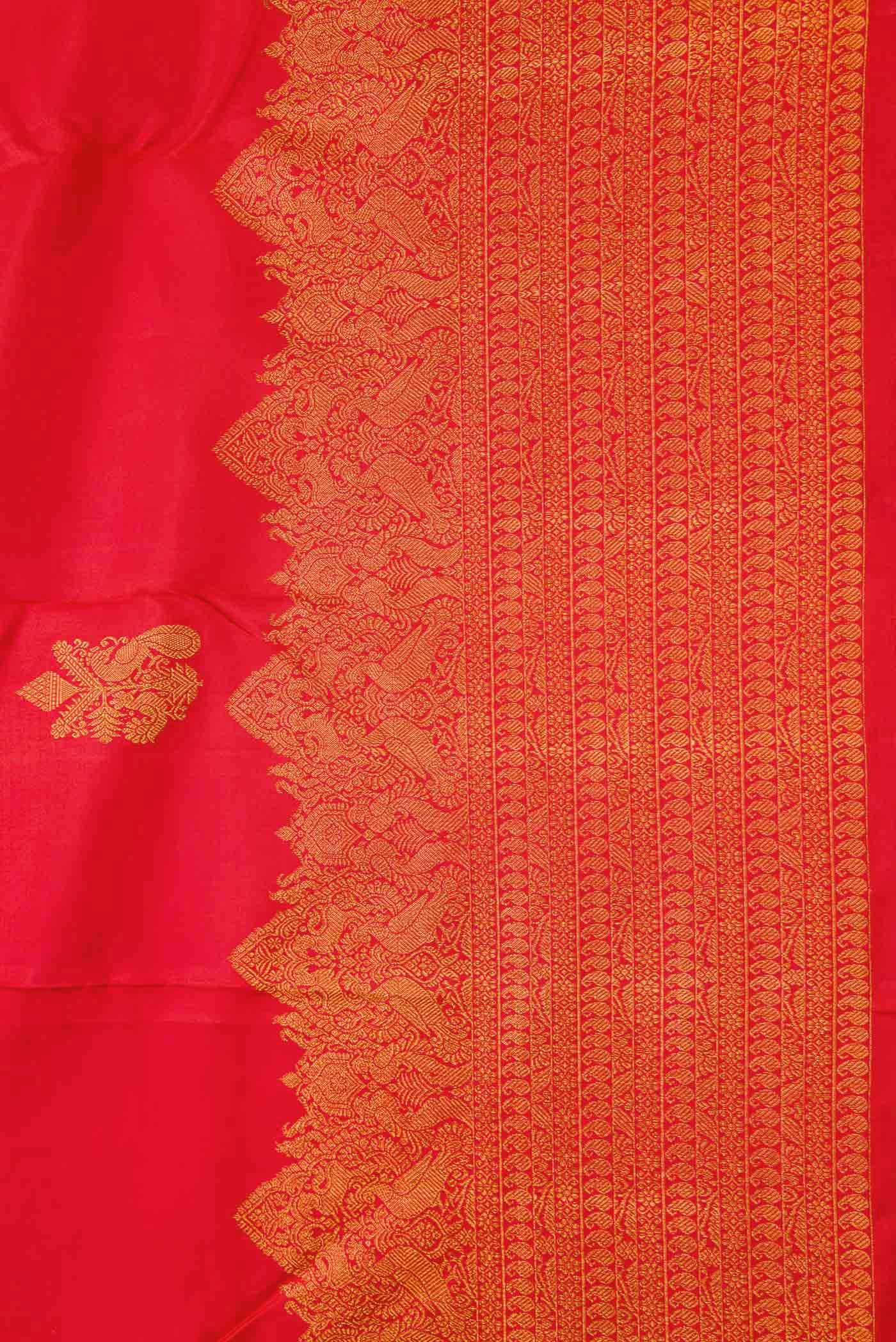 Orange Dual Tone Kanjivaram Silk Saree - Image 3