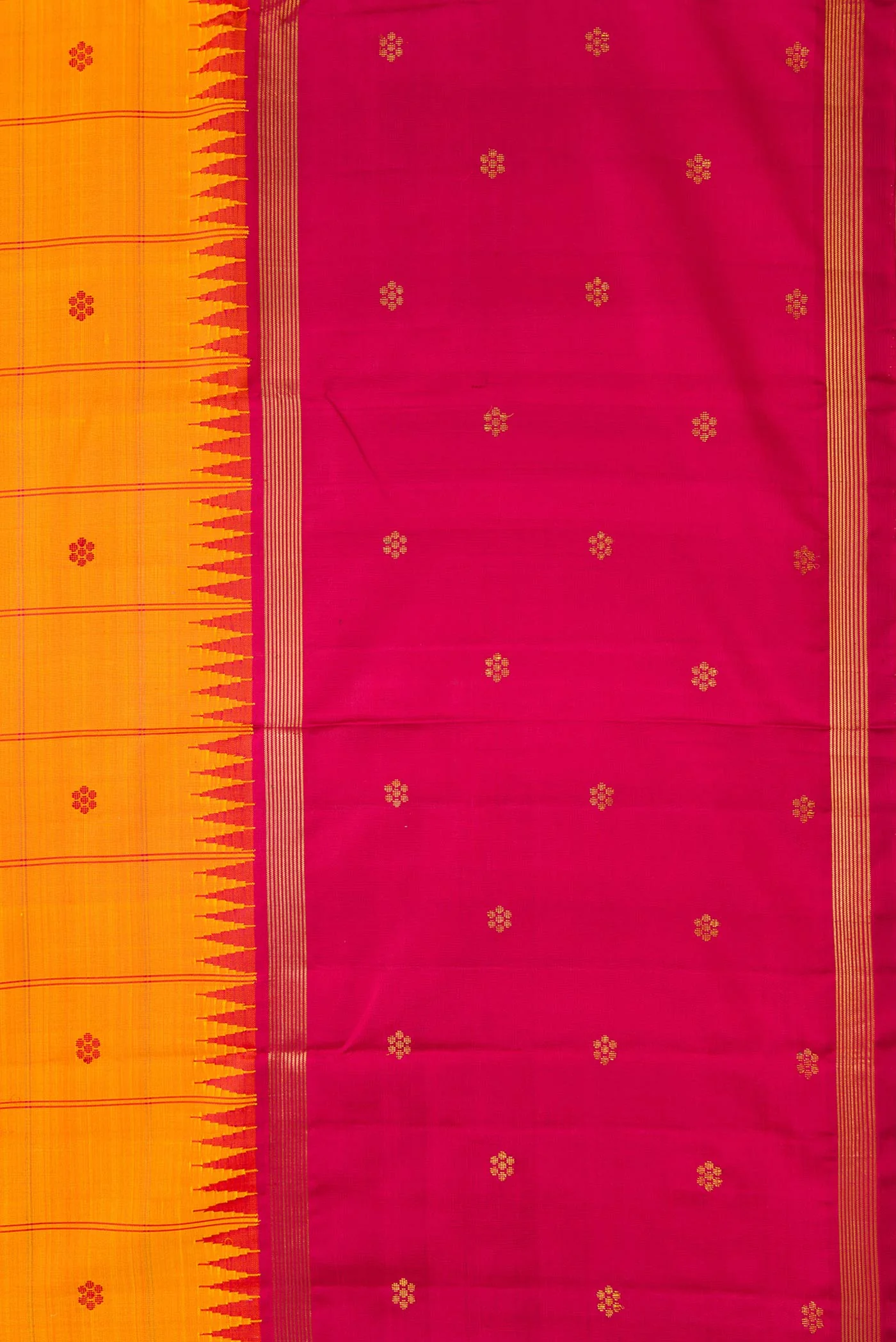 Orange Dual Tone Kanchipuram Silk Saree - Image 3