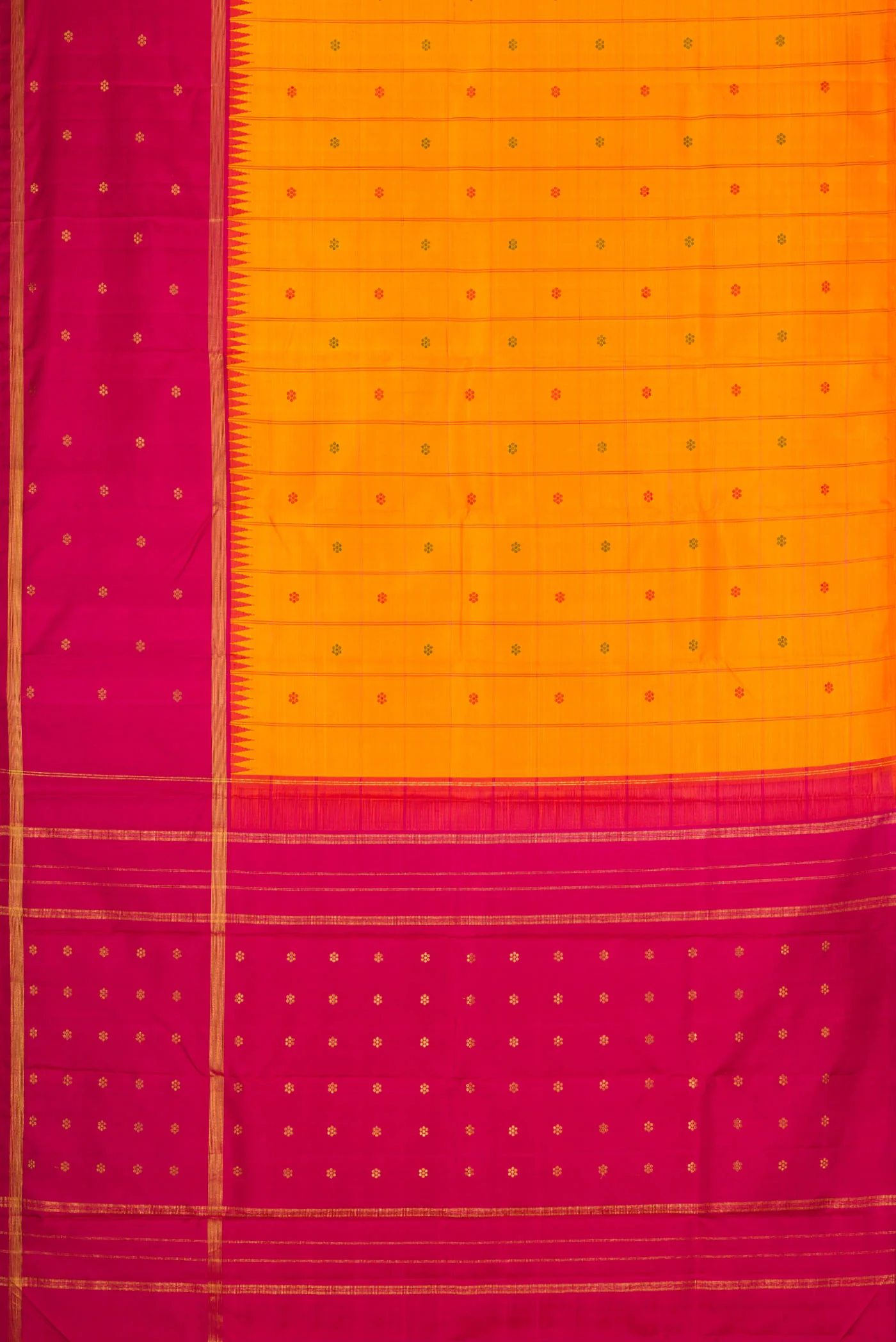 Orange Dual Tone Kanchipuram Silk Saree - Image 6
