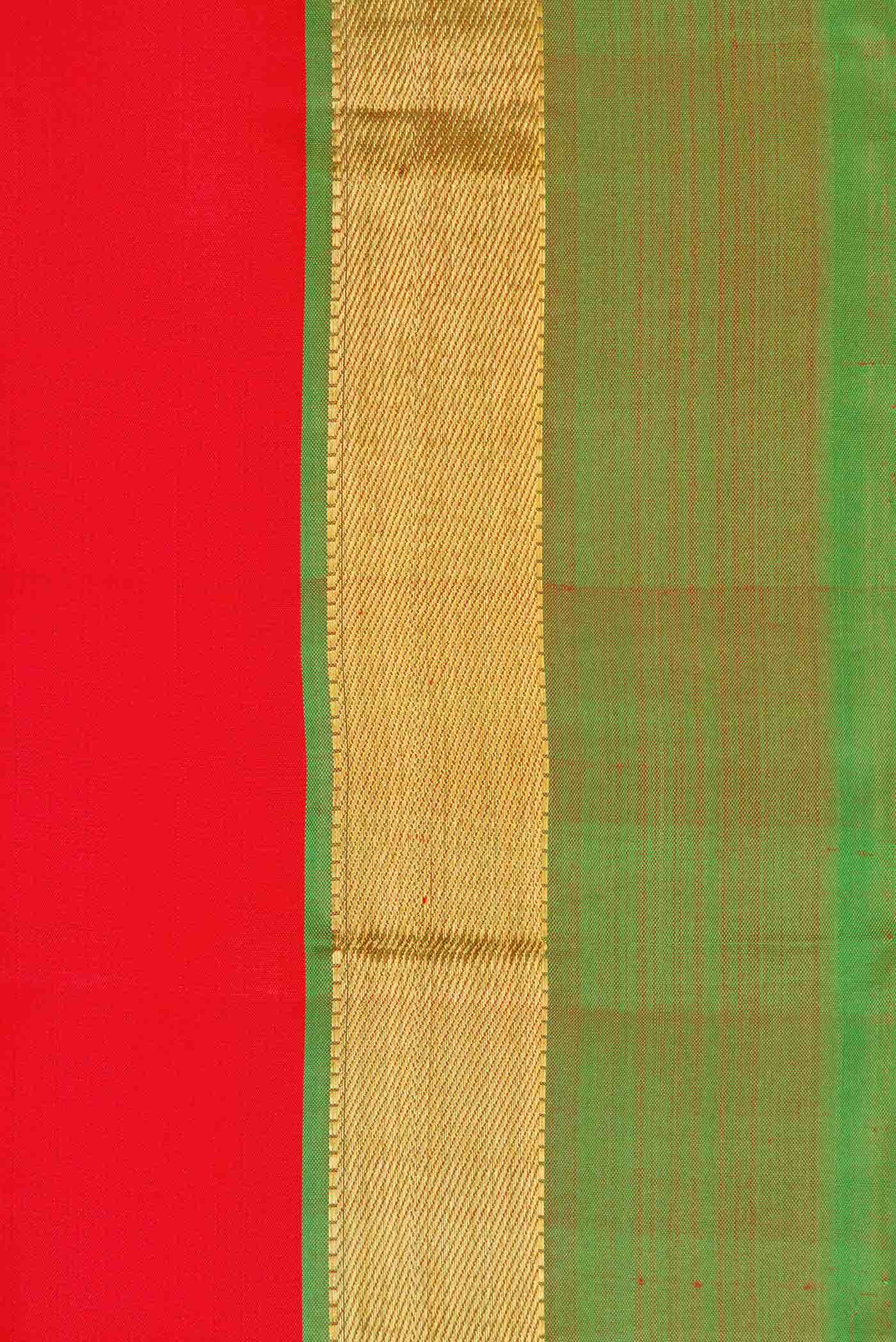 Pure Silk Pure Zari Orange Dual Tone Kanjivaram Saree - Image 4