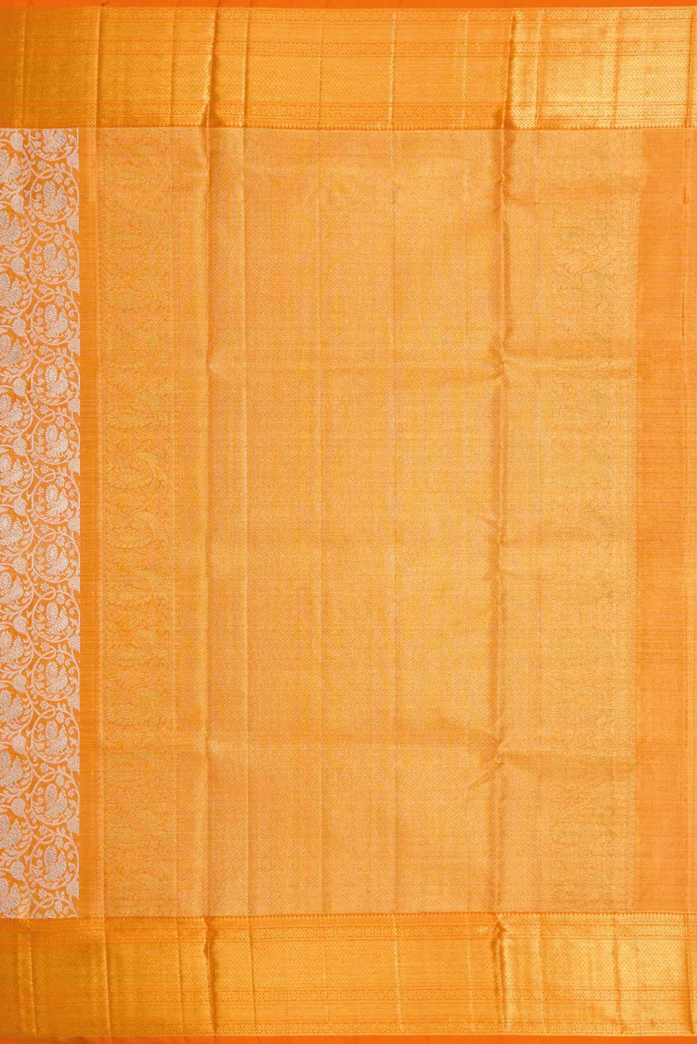 Orange Dual Tone Kanchipuram Tissue Silk Saree - Image 5