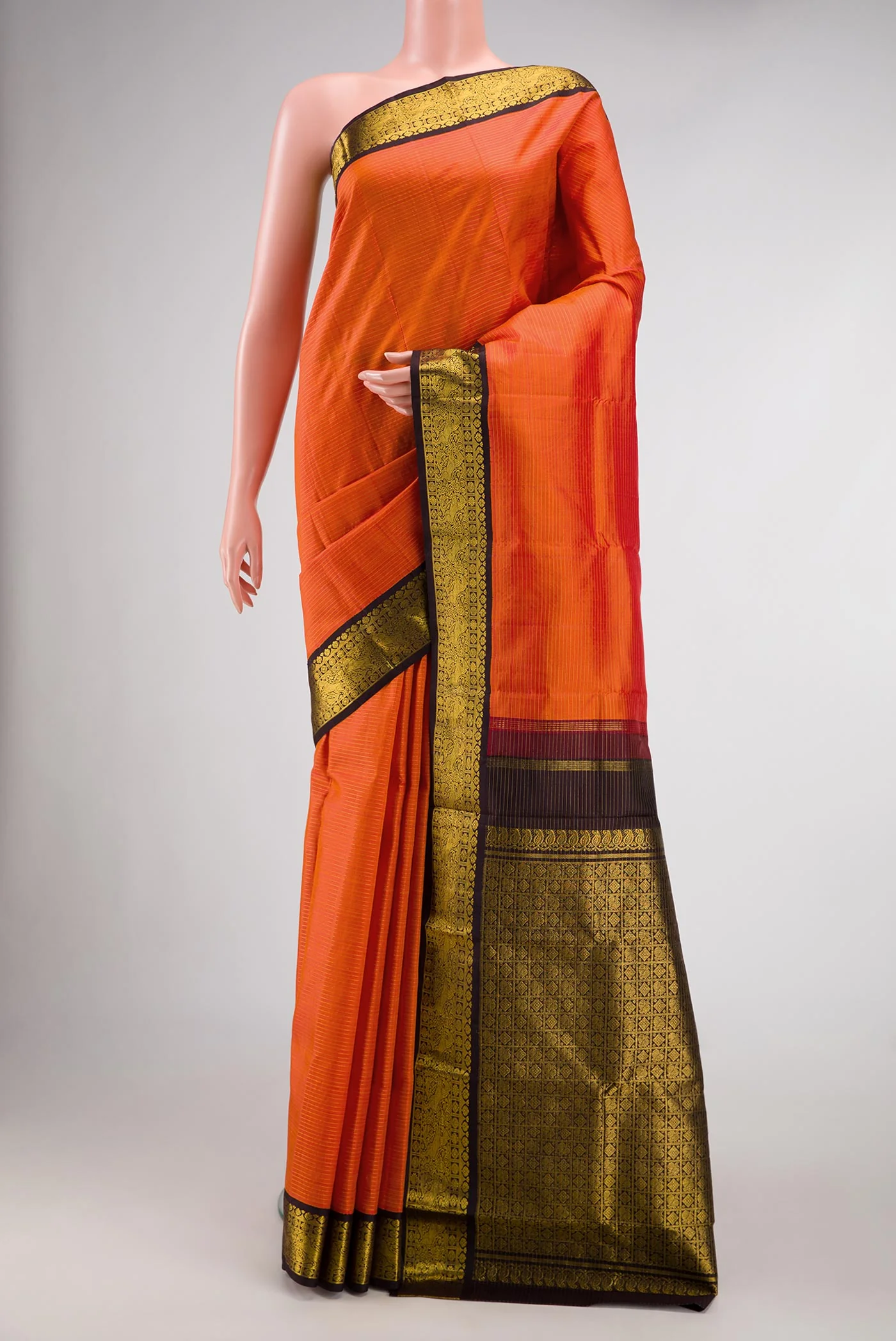 Orange Kanjivaram Silk Saree