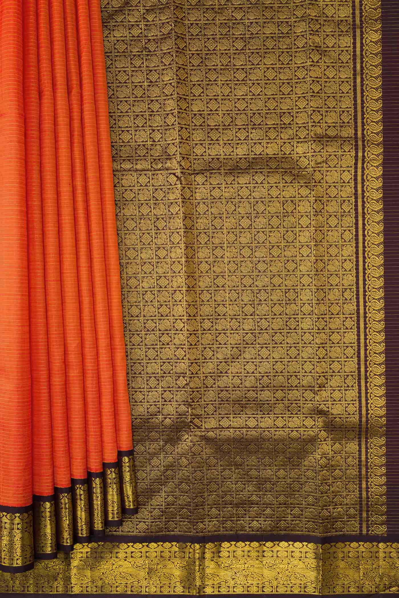 Orange Kanjivaram Silk Saree - Image 4