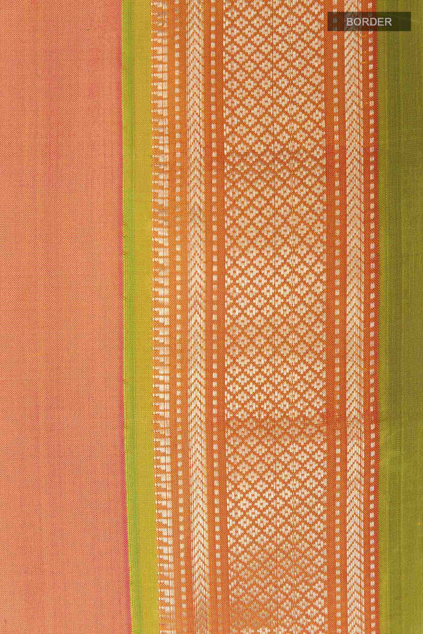Orange Dual Tone Paithani Silk Saree - Image 3