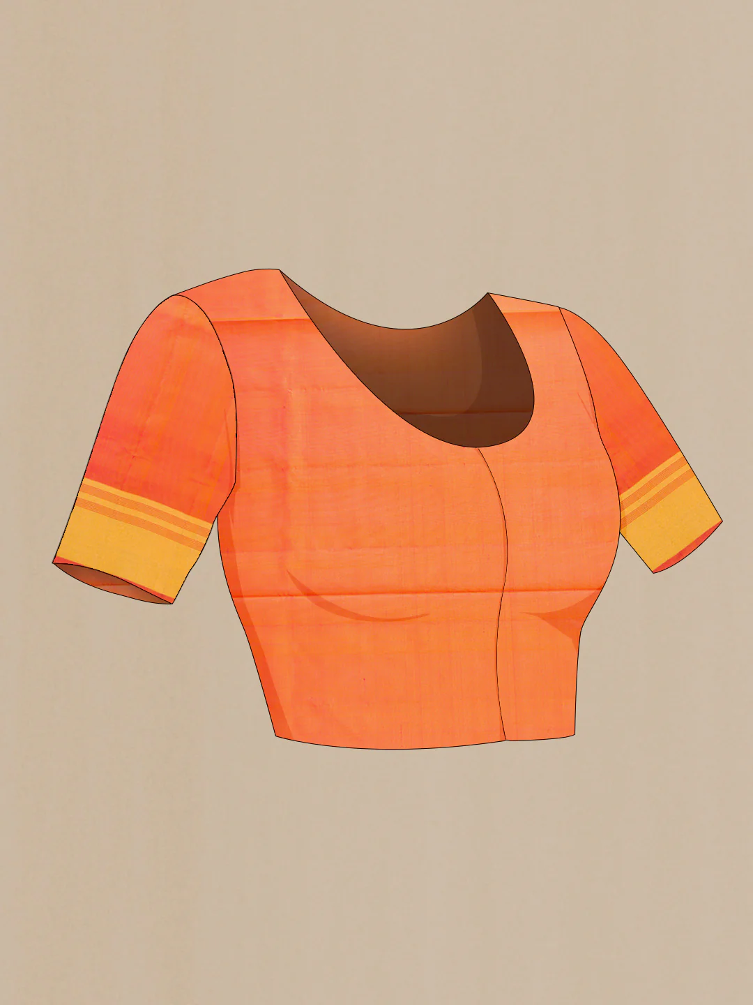 Orange Dual Tone Soft Silk Saree - Image 4