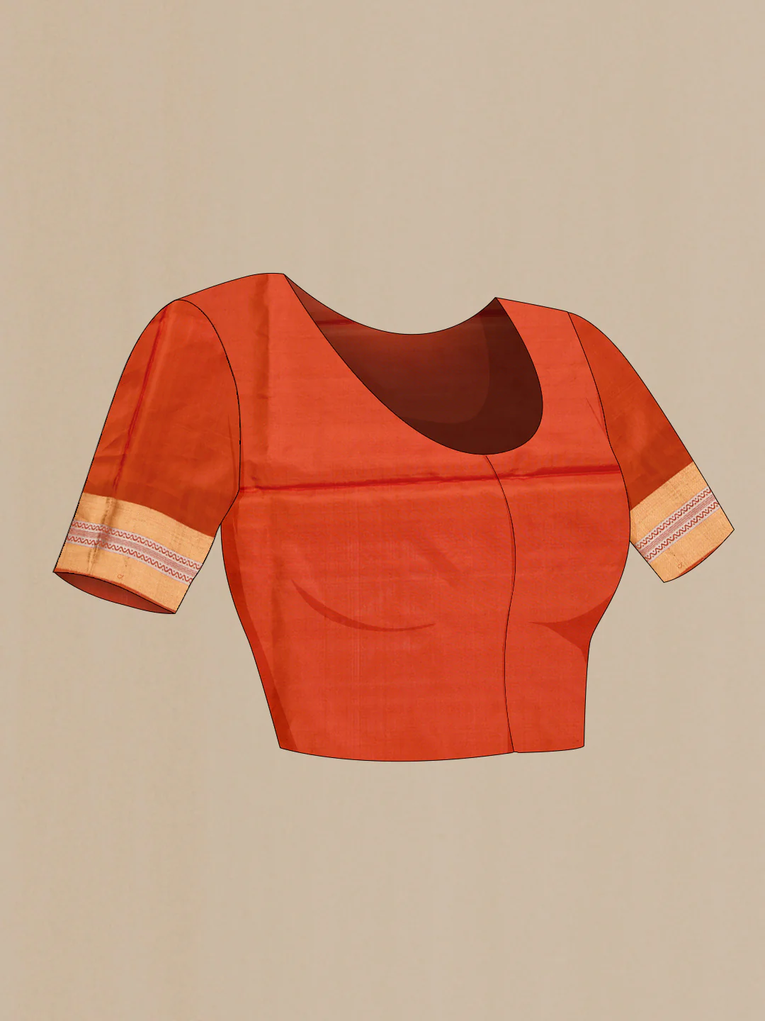 Orange Dual Tone Soft Silk Saree - Image 5