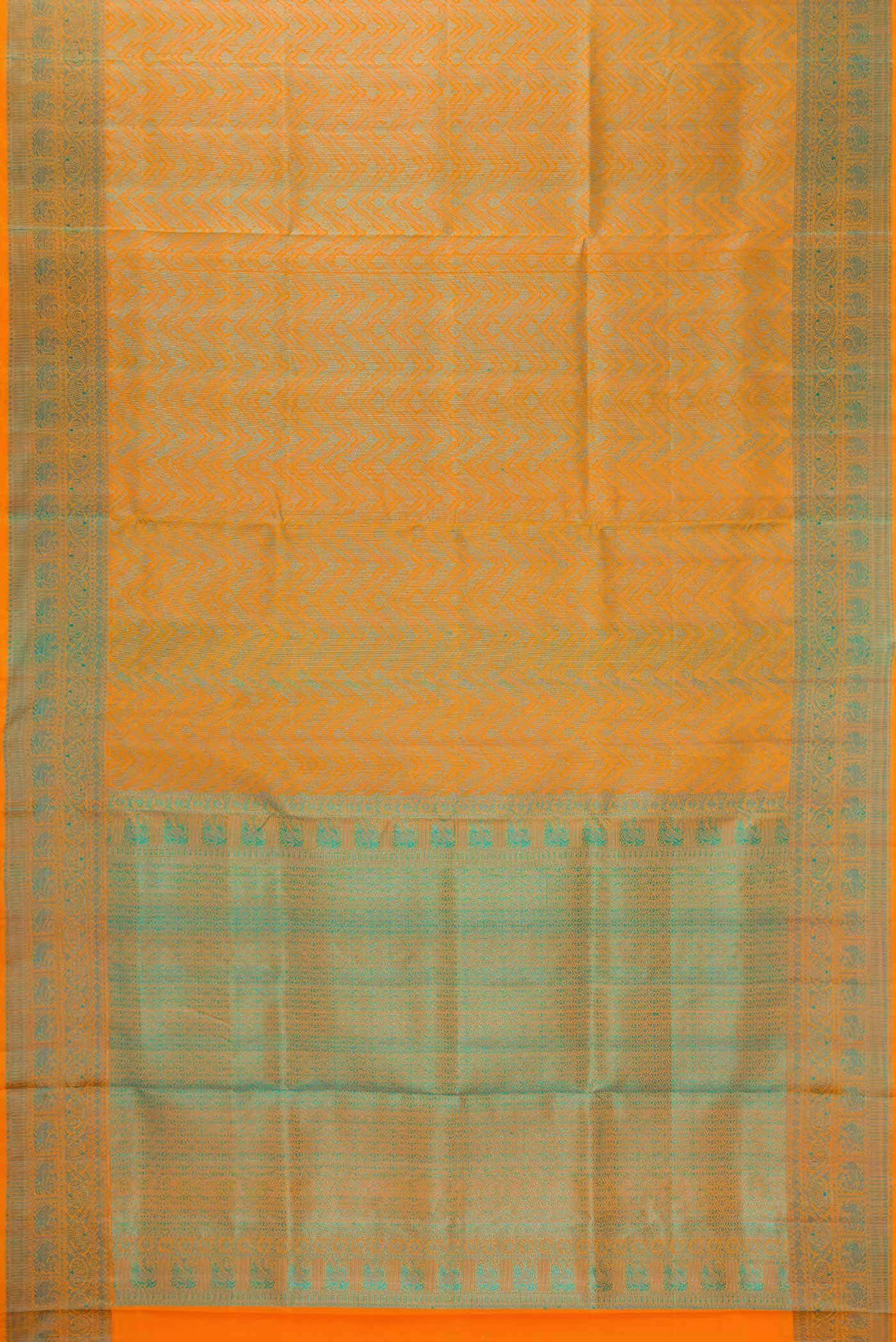 Orange Dual Tone Soft Silk Saree - Image 4
