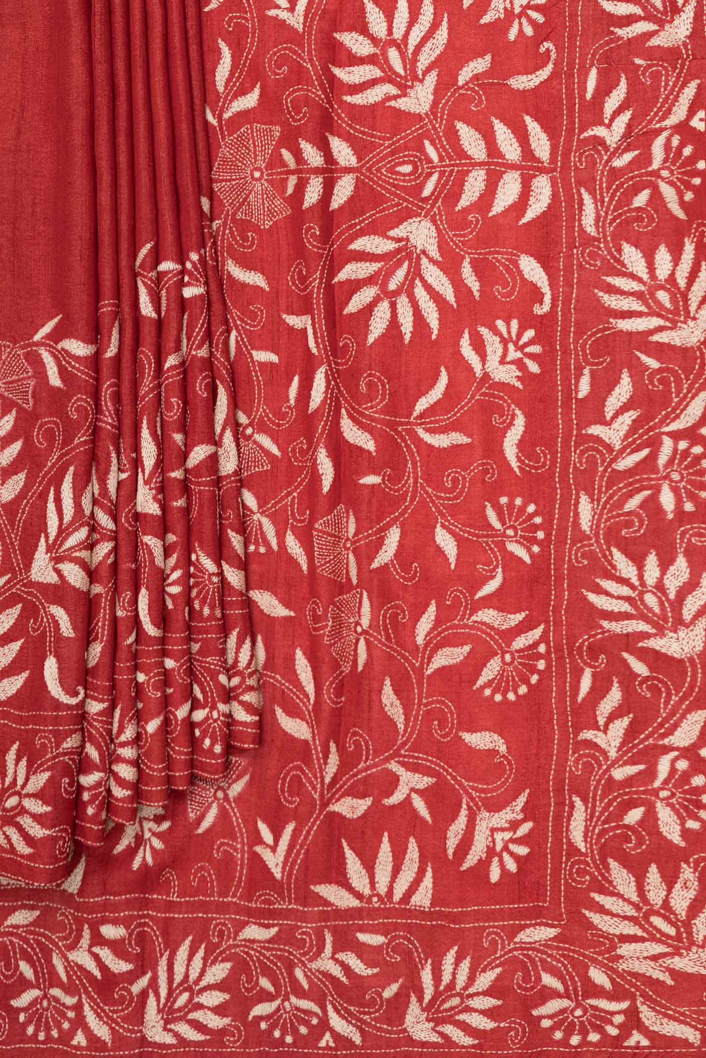 Orange Dual Tone Tussar Saree - Image 4