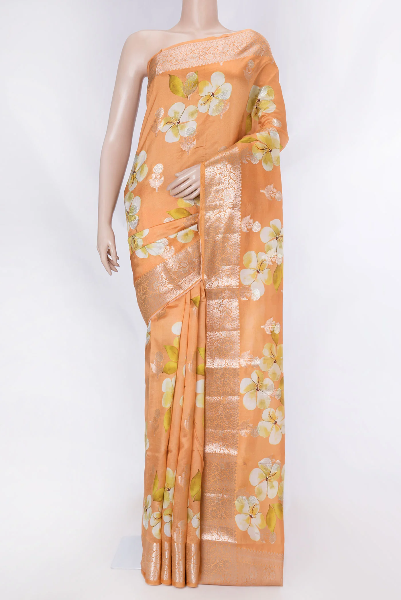 Orange Dual Tone Tussar Saree