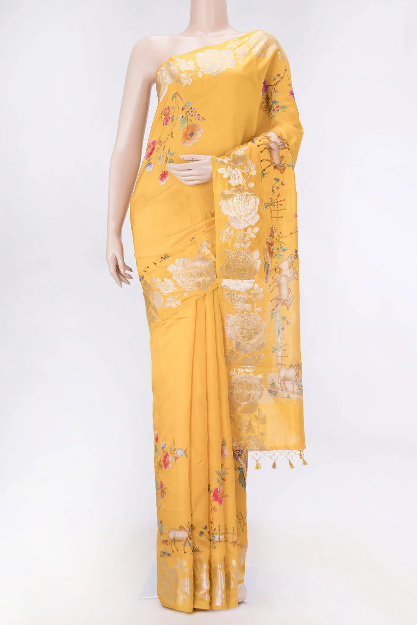 Orange Dual Tone Tussar Silk Saree