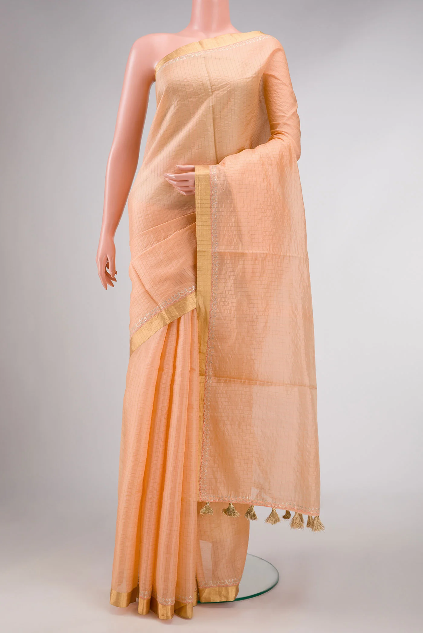 Orange Dual Tone Tussar Silk Saree