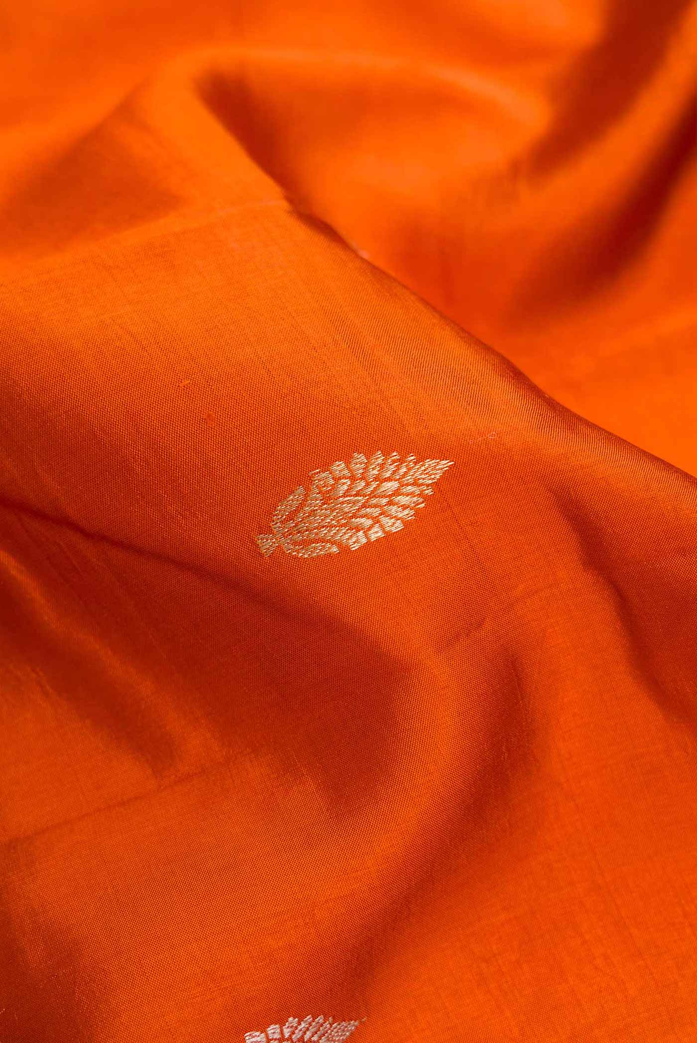 Orange Banarasi Katan Silk Saree - Image 2