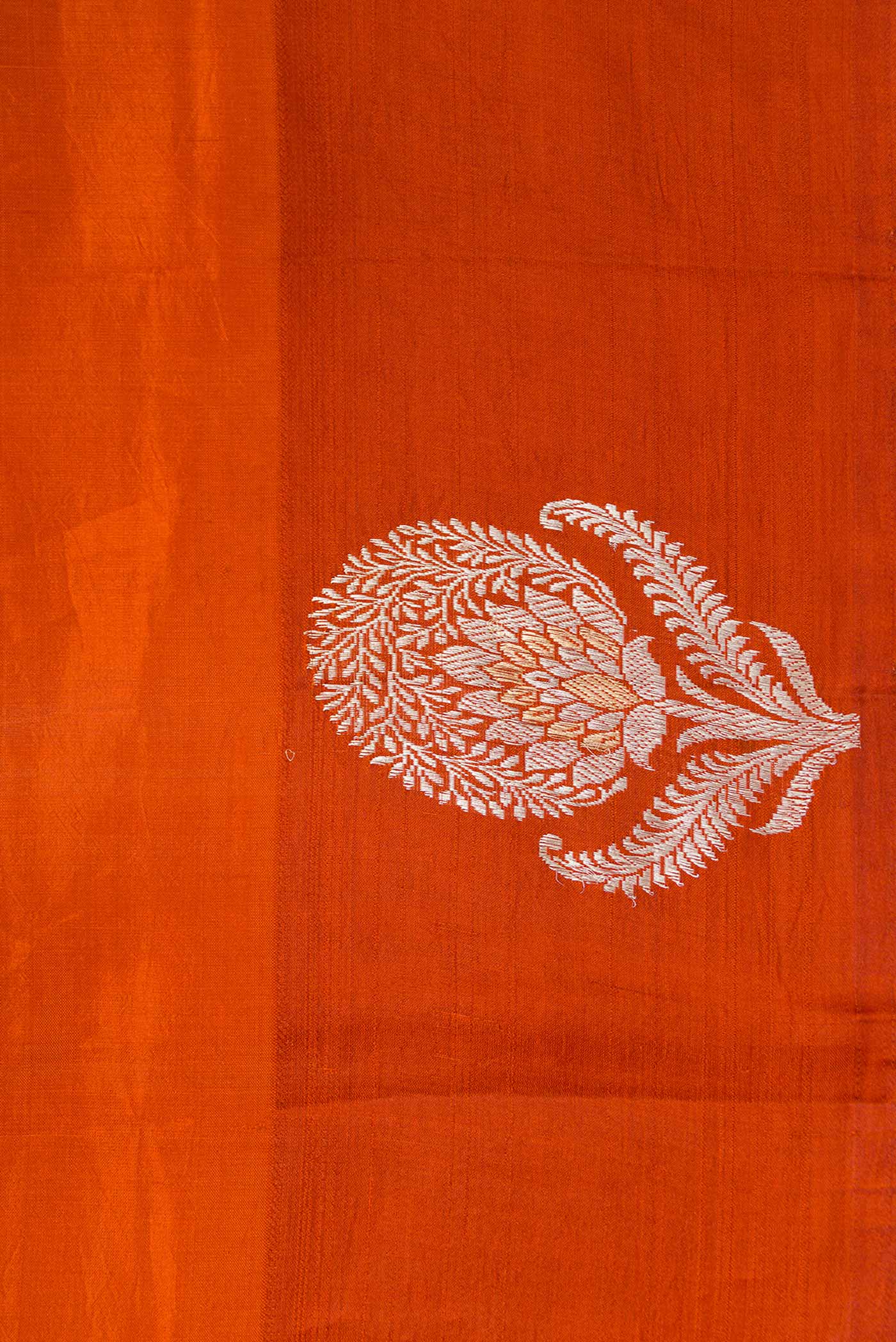 Orange Banarasi Katan Silk Saree - Image 3