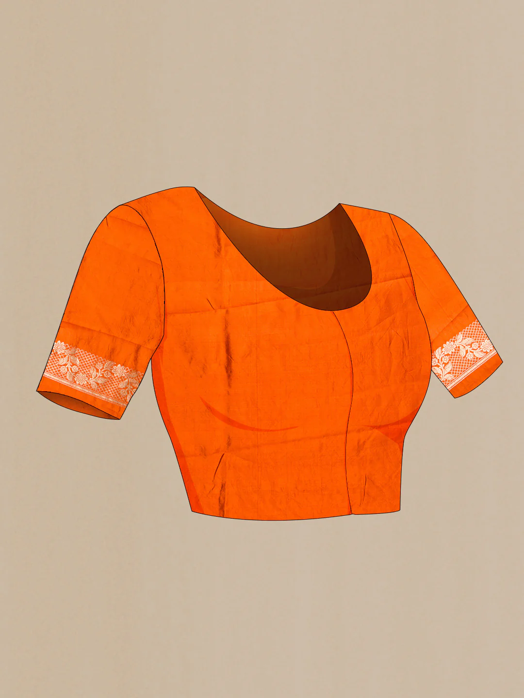 Orange Banarasi Katan Silk Saree - Image 4