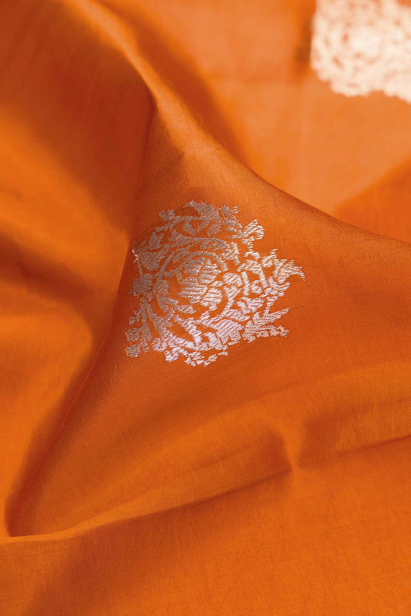 Rust Banarasi Katan Silk Saree - Image 2