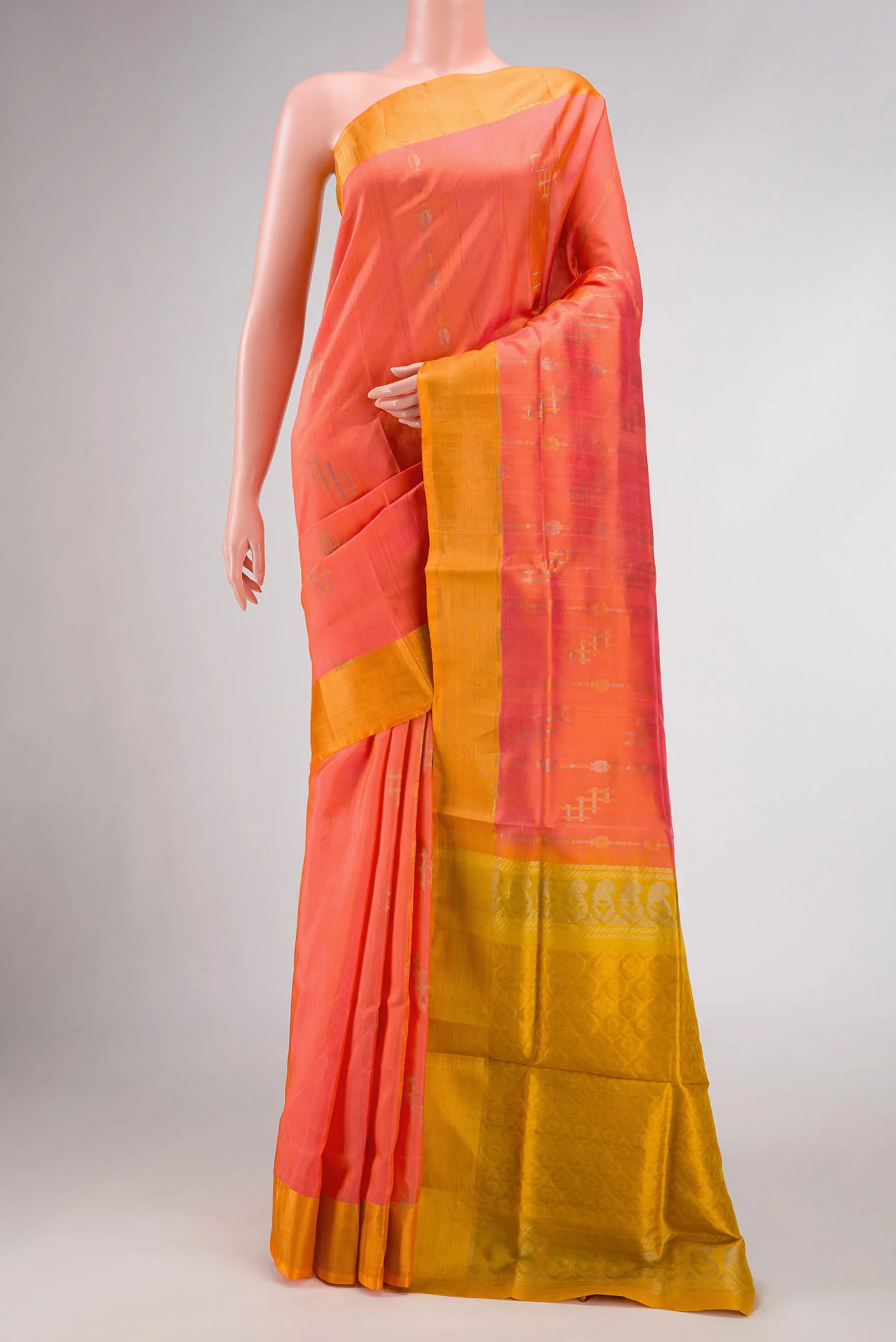 Orange Dual Tone Uppada Silk Saree