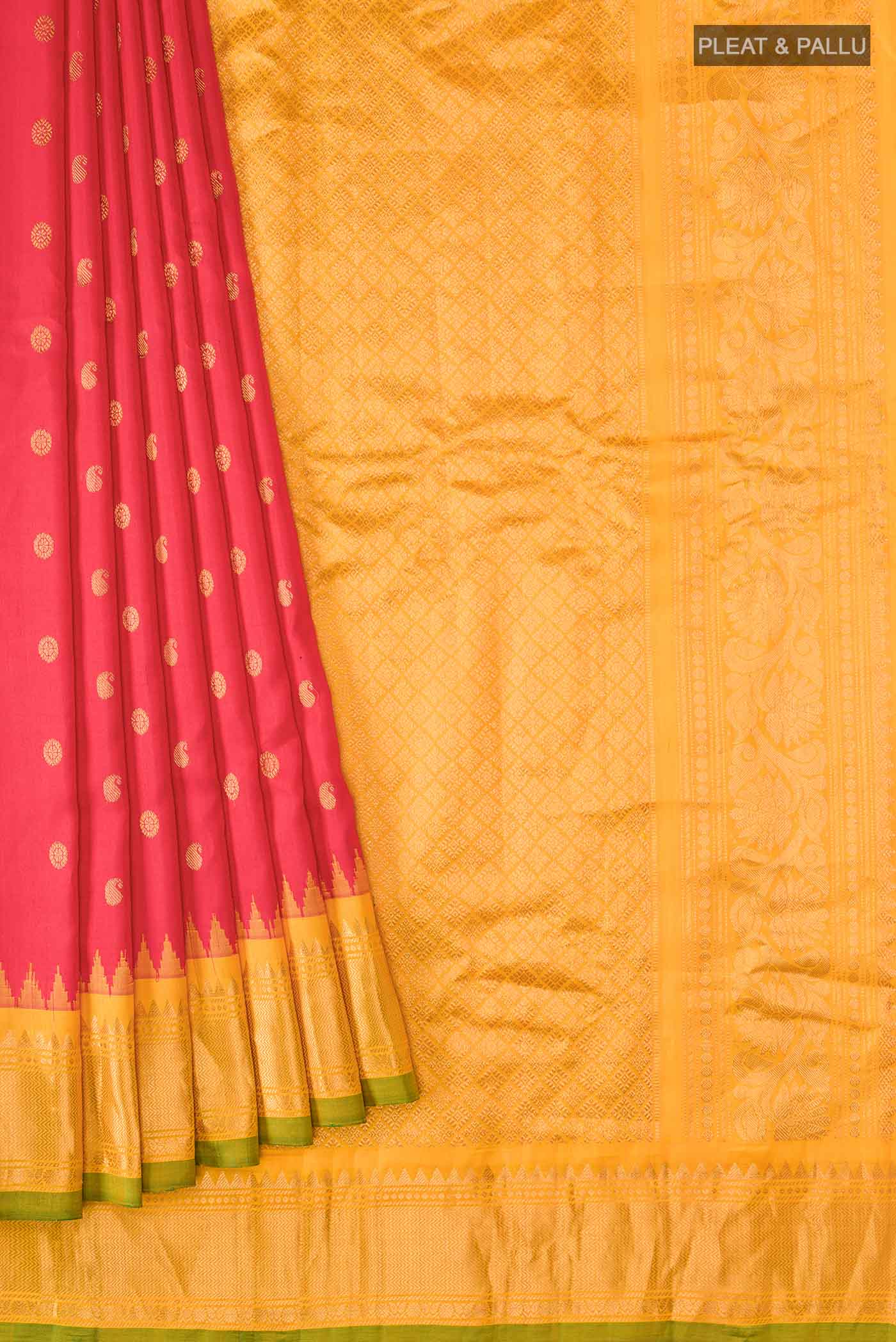Orange Gadwal Silk Saree - Image 4