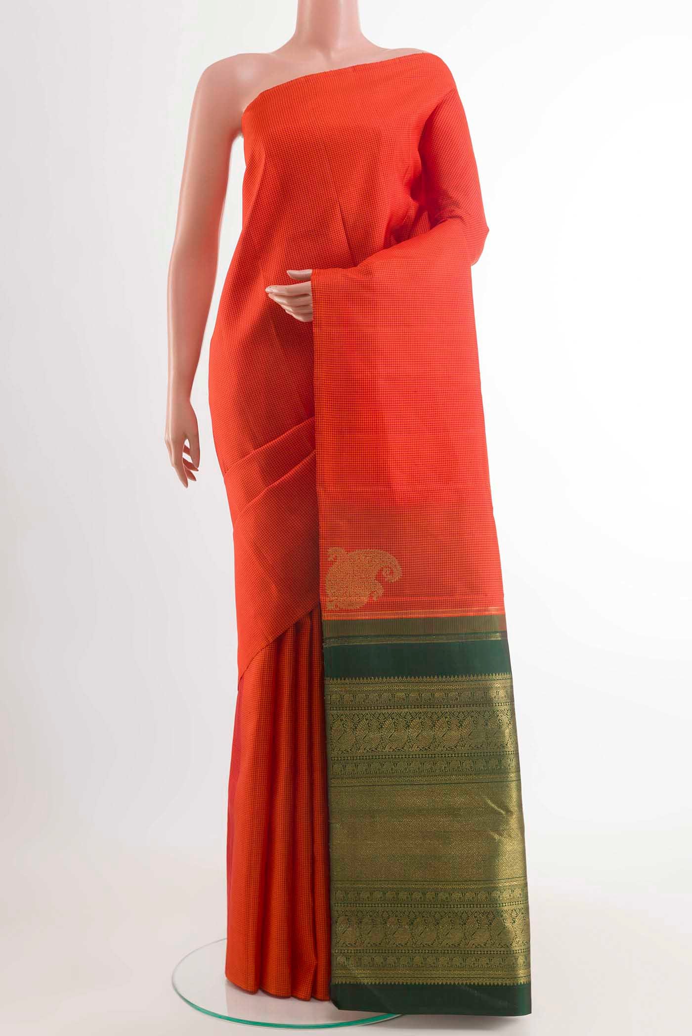 Orange Kanchipuram Silk Saree