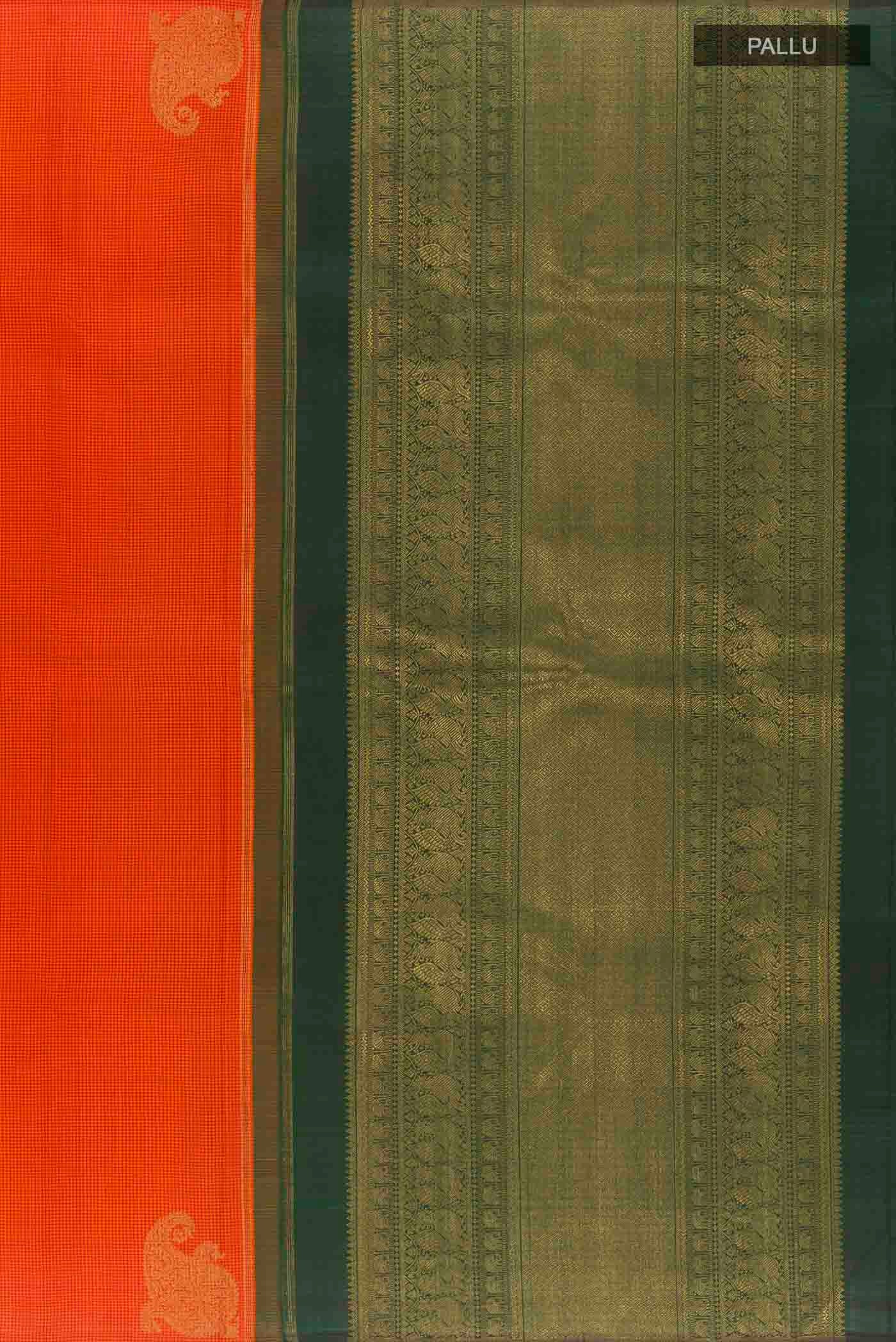 Orange Kanchipuram Silk Saree - Image 7