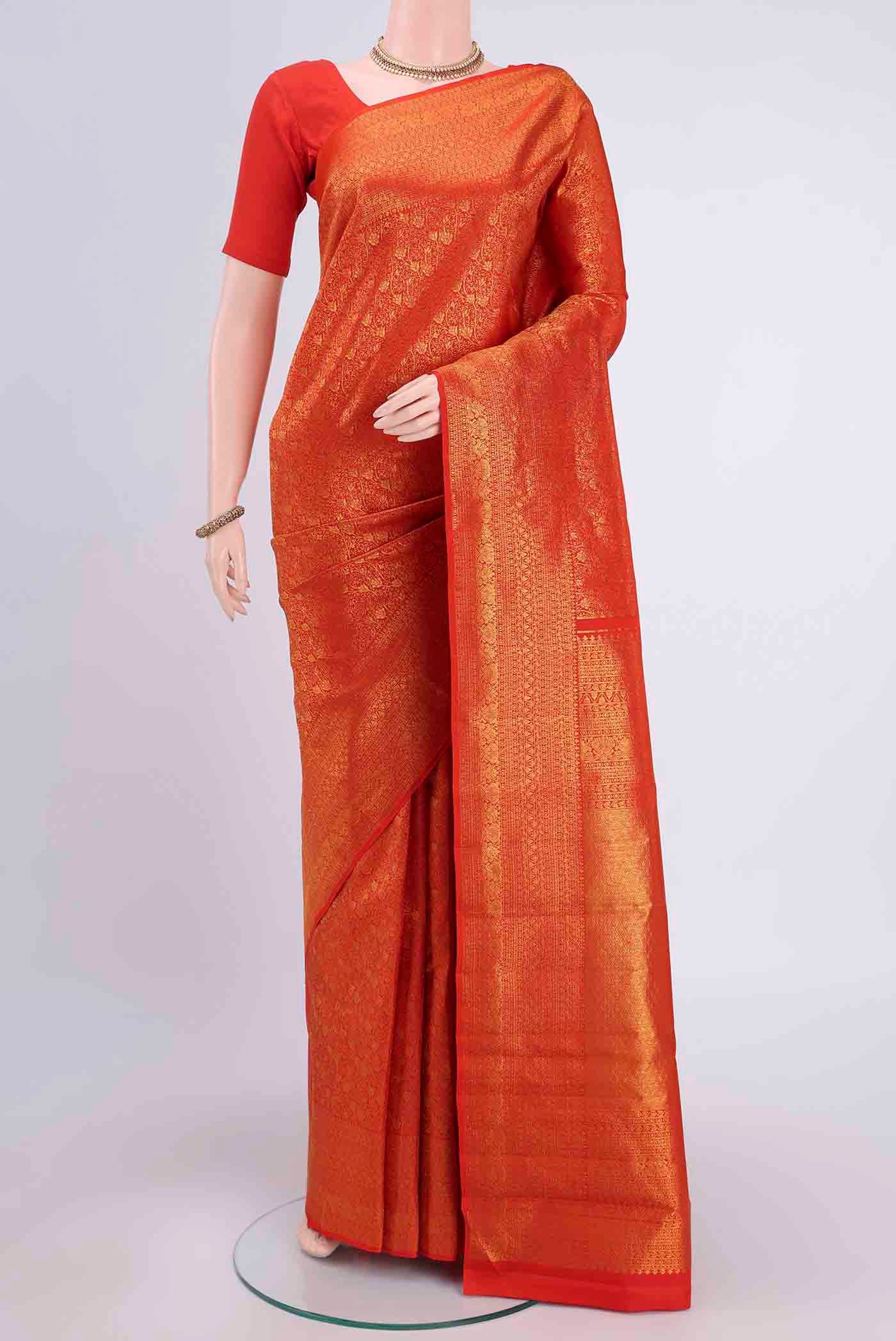 Orange Kanchipuram Silk Saree