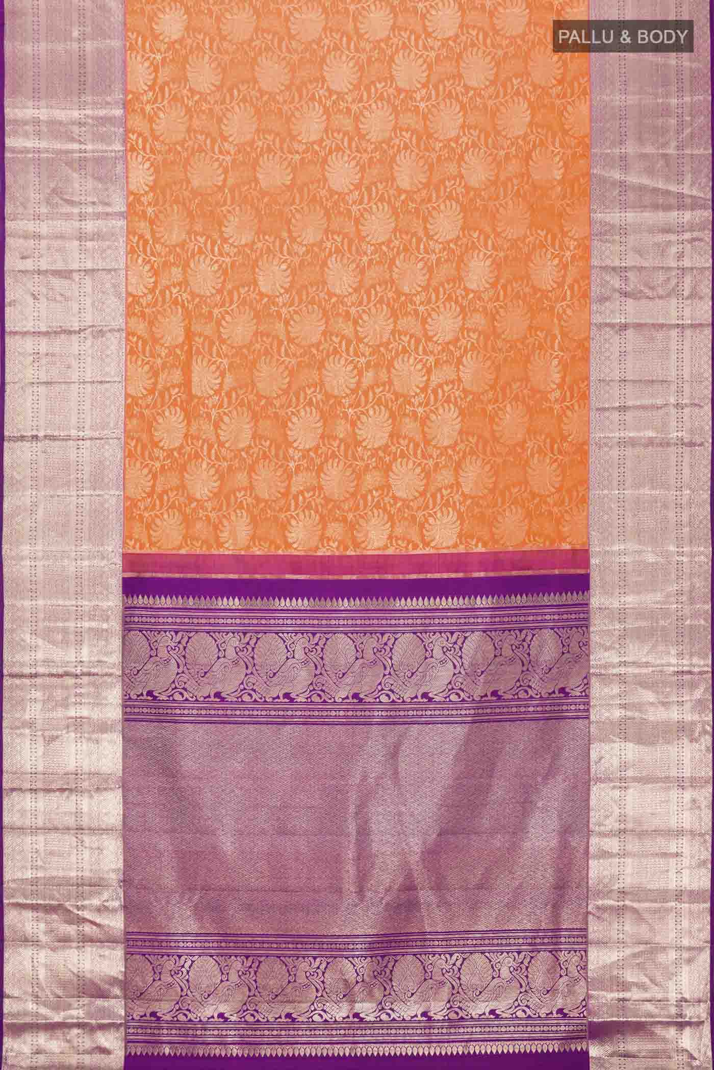 Orange Kanchipuram Silk Saree - Image 6