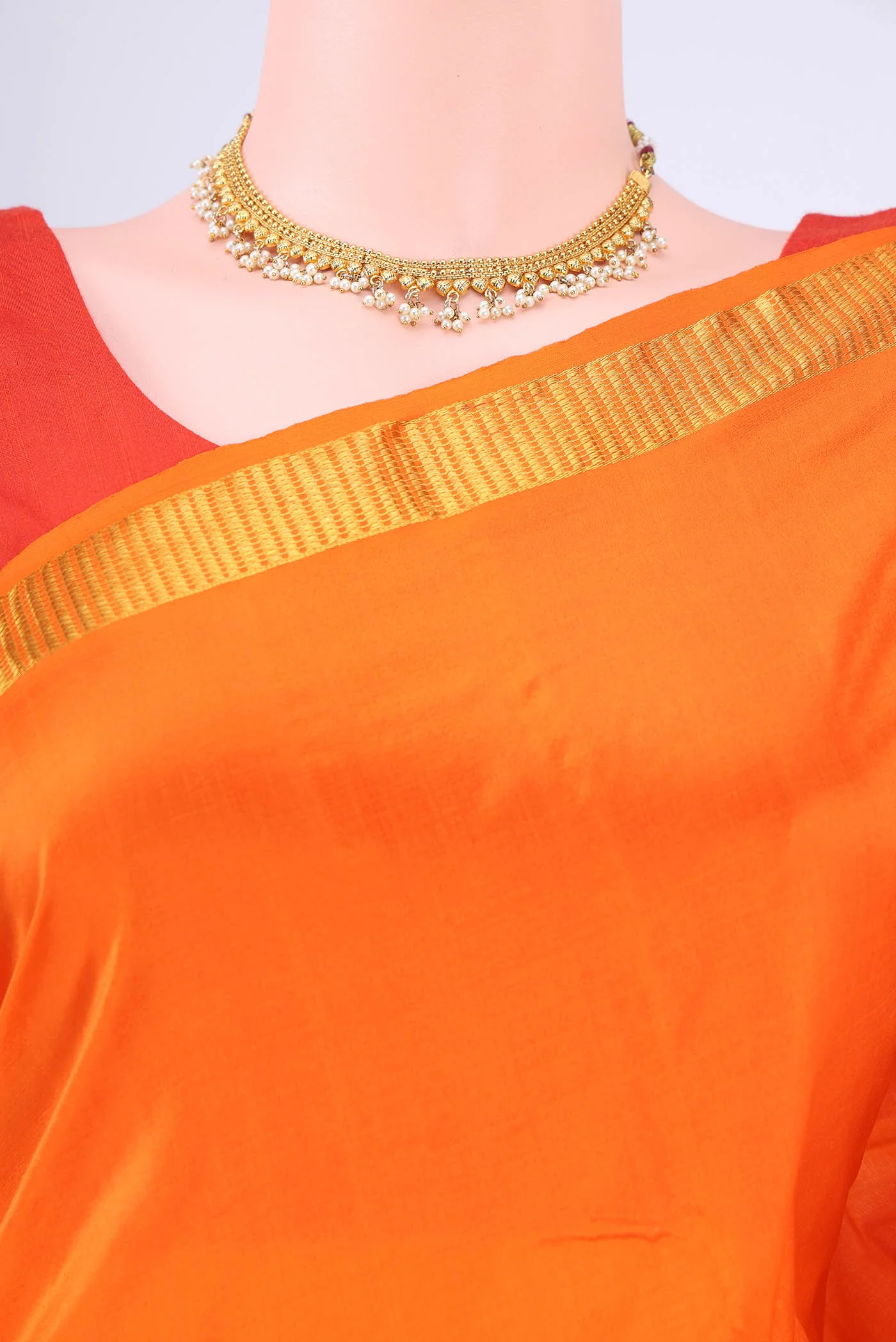 Orange Kanchipuram Silk Saree - Image 2