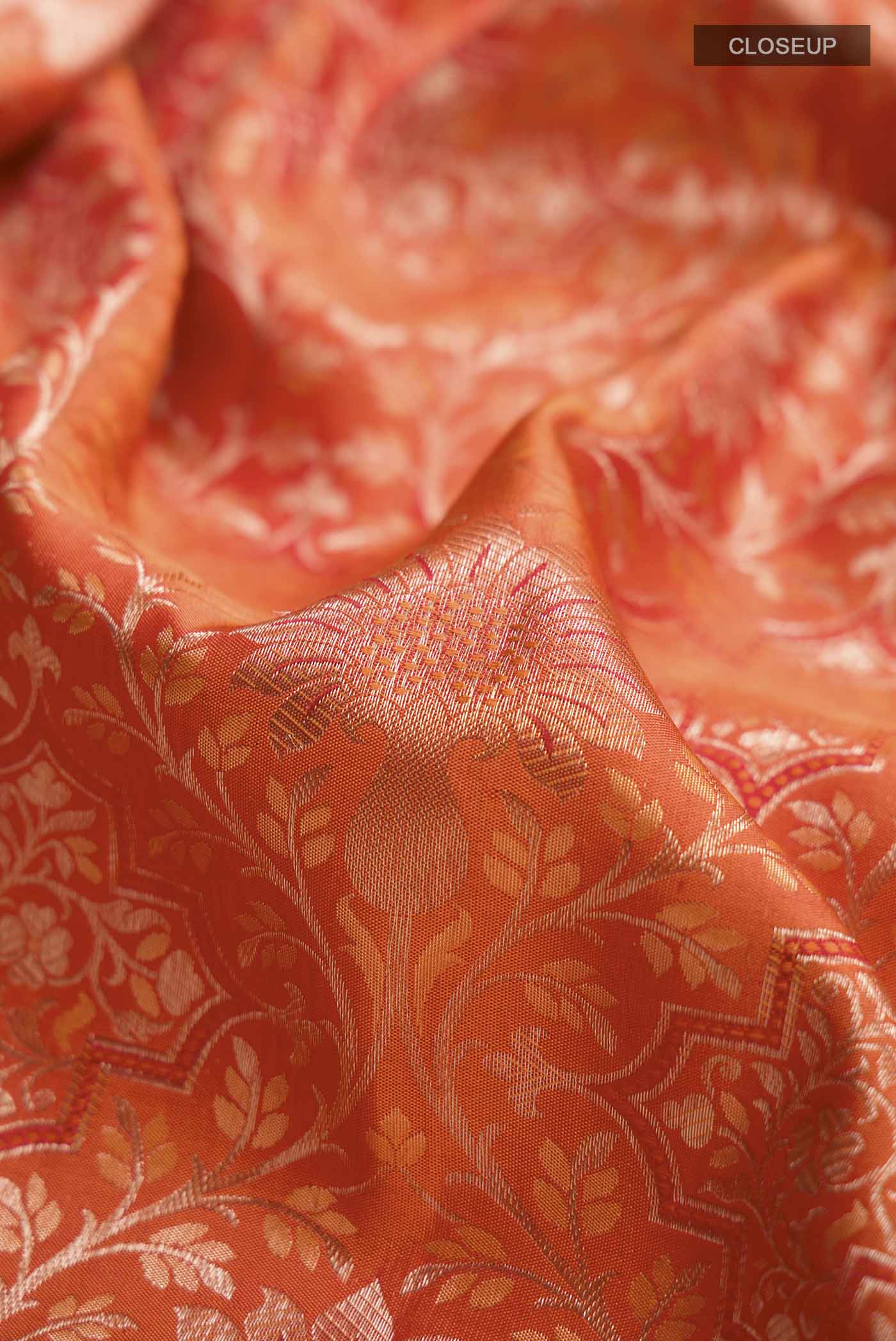 Orange Kanchipuram Silk Saree - Image 2