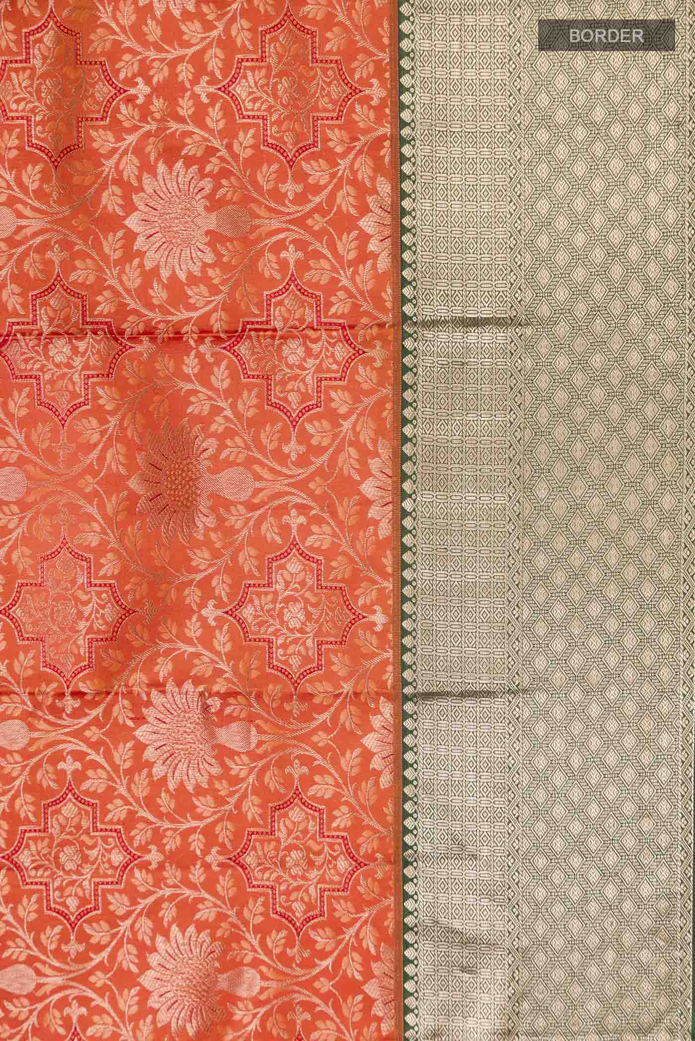 Orange Kanchipuram Silk Saree - Image 3