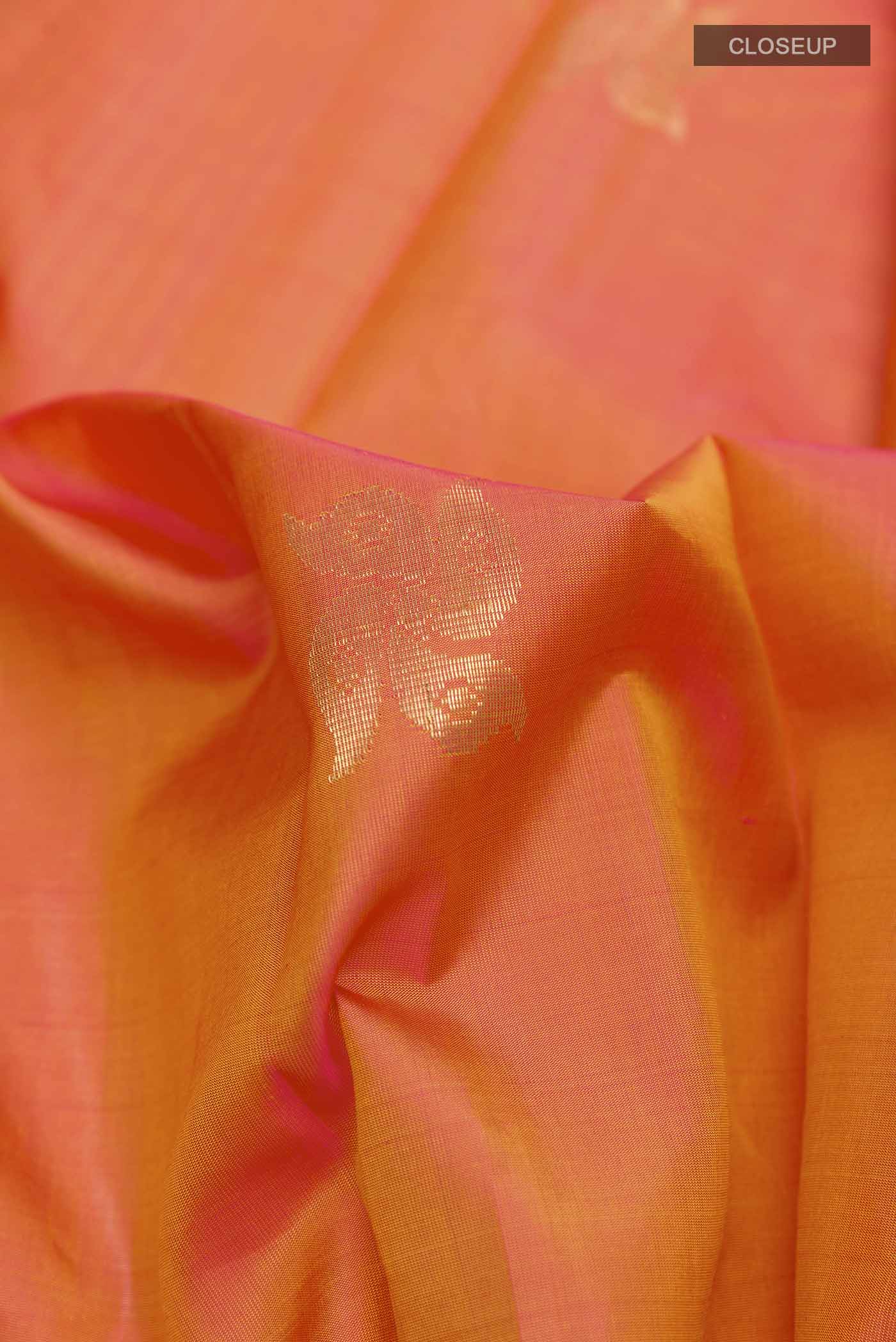 Orange Kanchipuram Silk Saree - Image 2