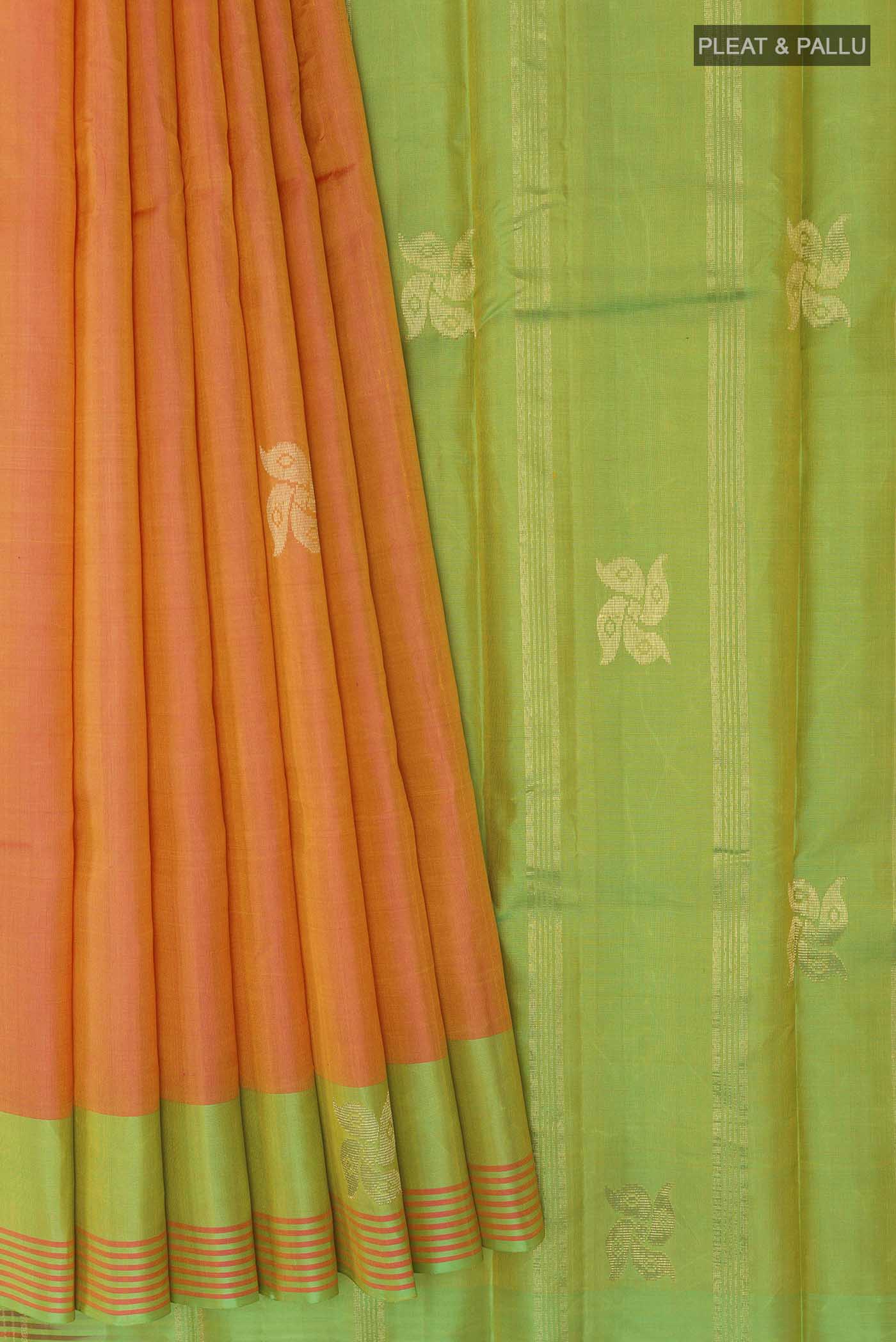 Orange Kanchipuram Silk Saree - Image 4