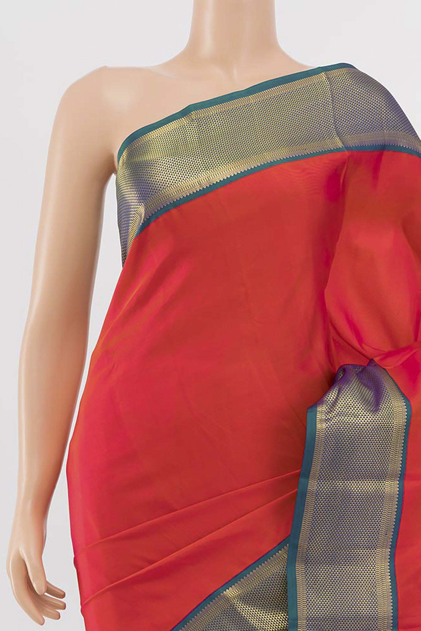 Orange Kanchipuram Silk Saree - Image 2