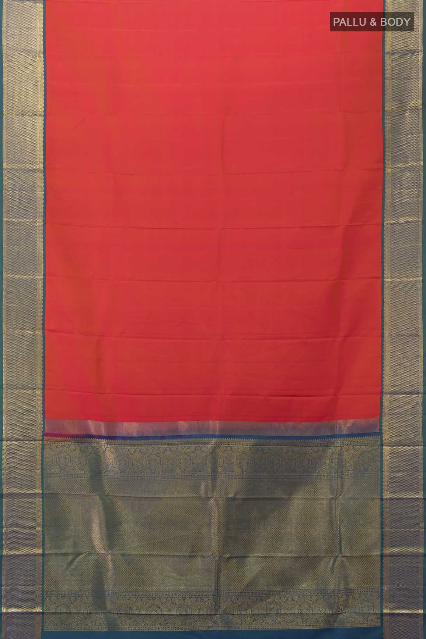 Orange Kanchipuram Silk Saree - Image 5