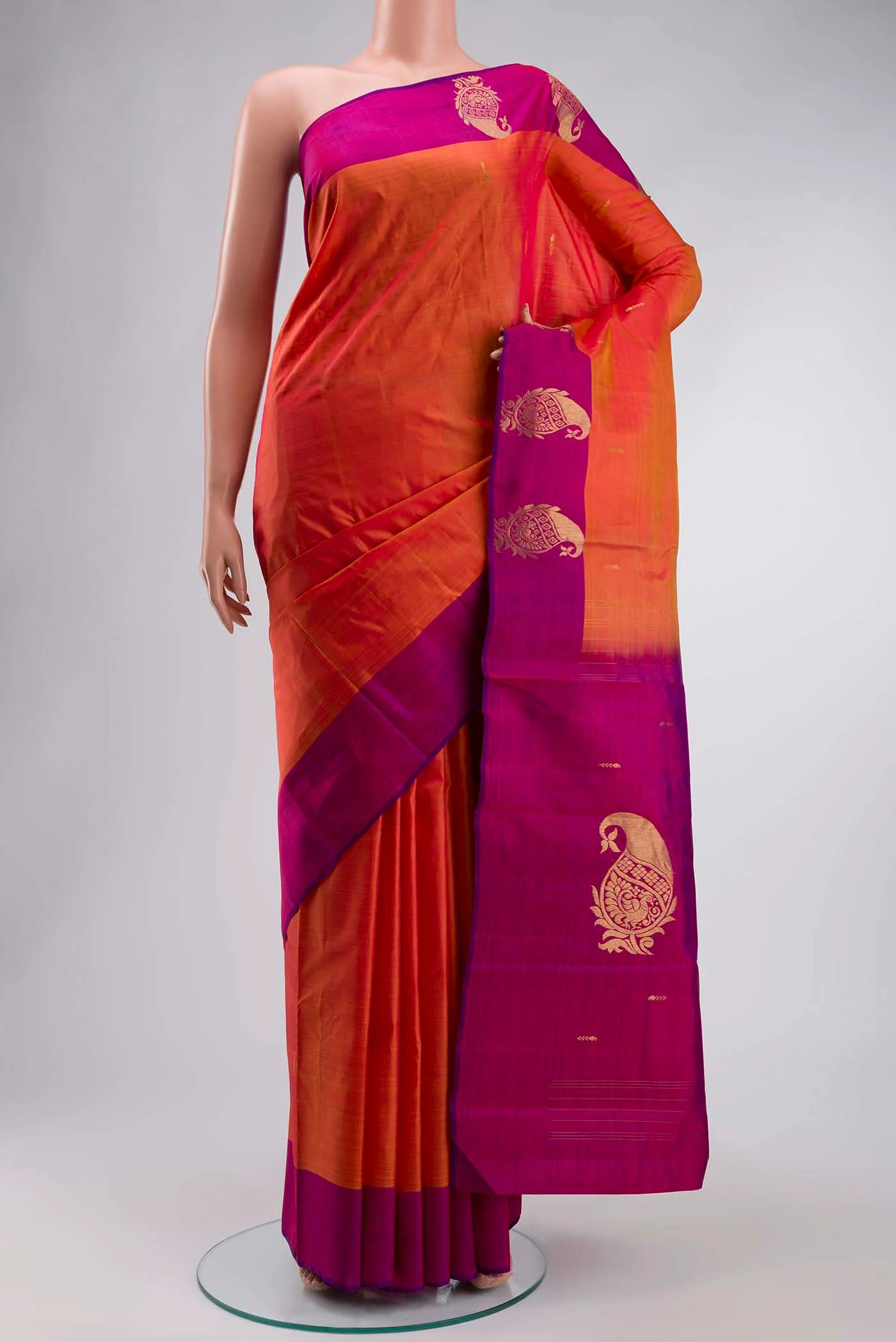 Orange Kanchipuram Silk Saree