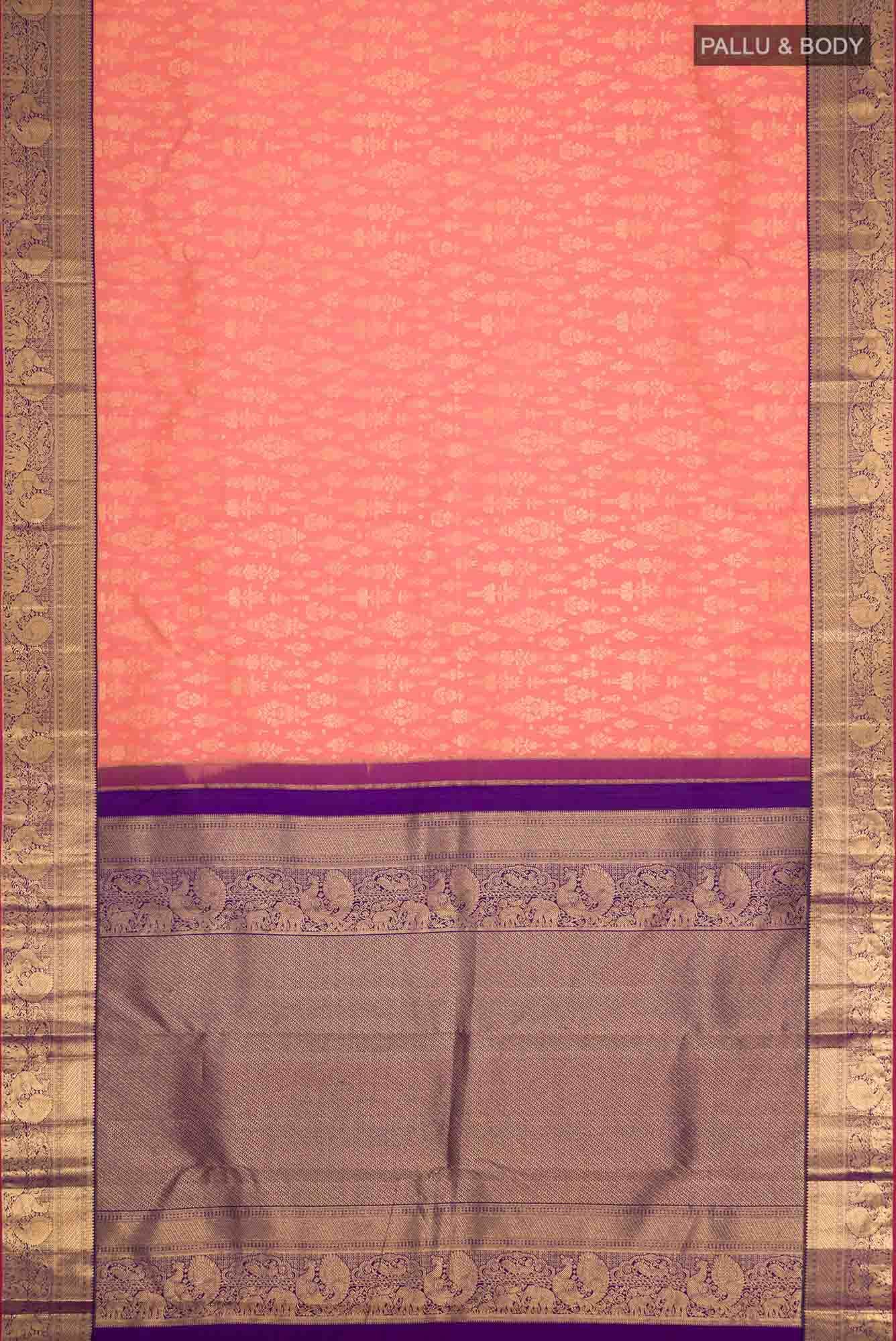 Orange Kanjivaram Silk Saree - Image 4
