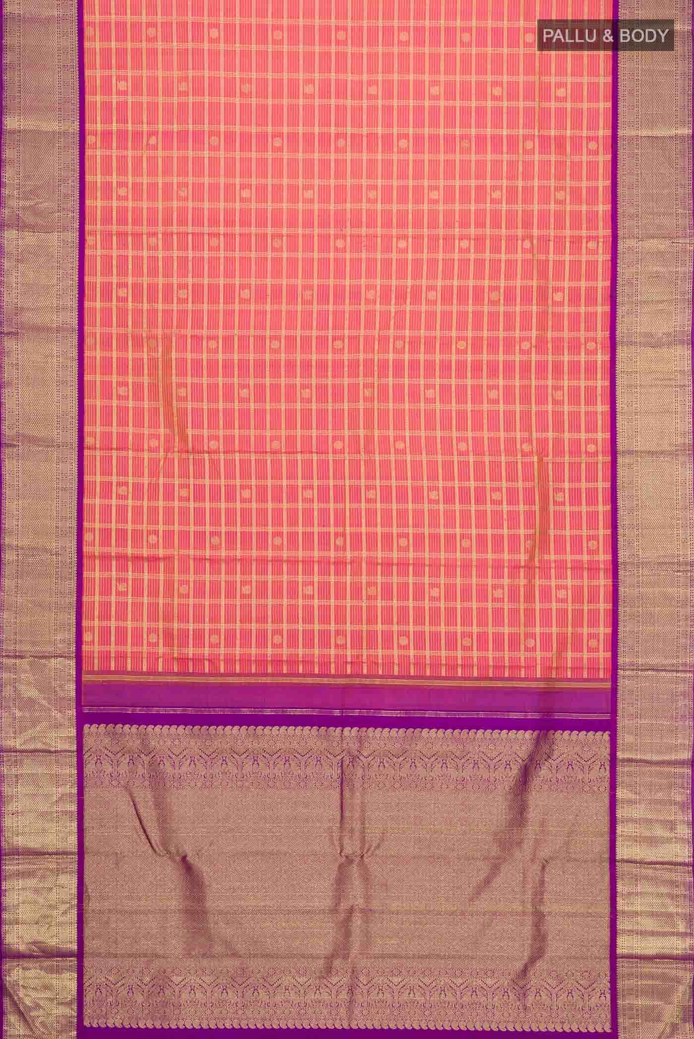 Orange Kanchipuram Silk Saree - Image 4