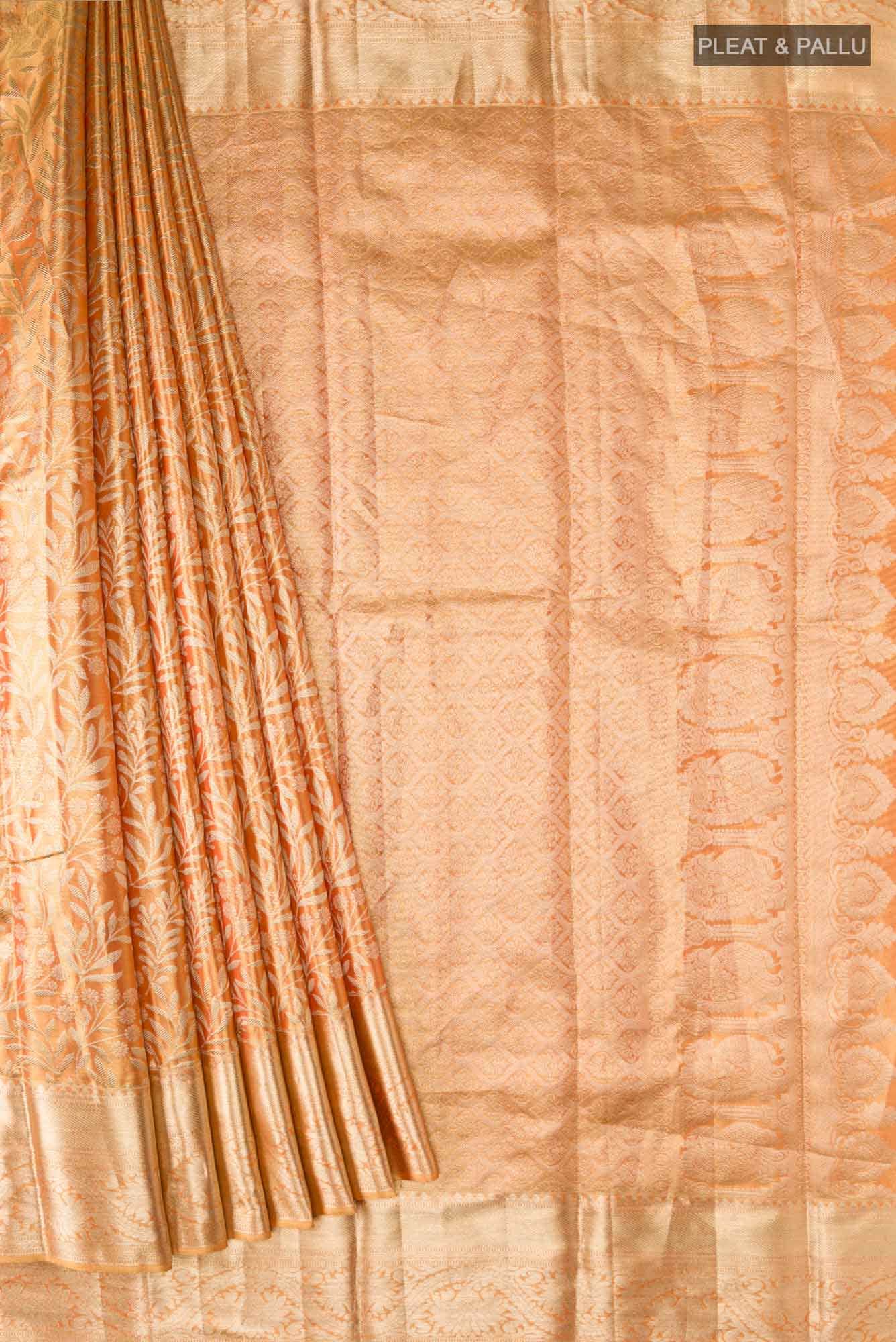 Orange Kanchipuram Tissue Silk Saree - Image 2