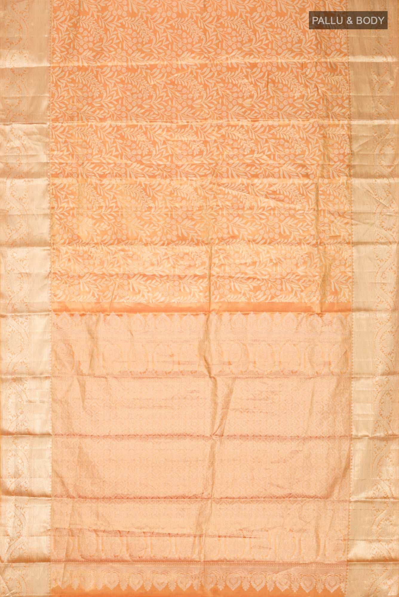 Orange Kanchipuram Tissue Silk Saree - Image 4