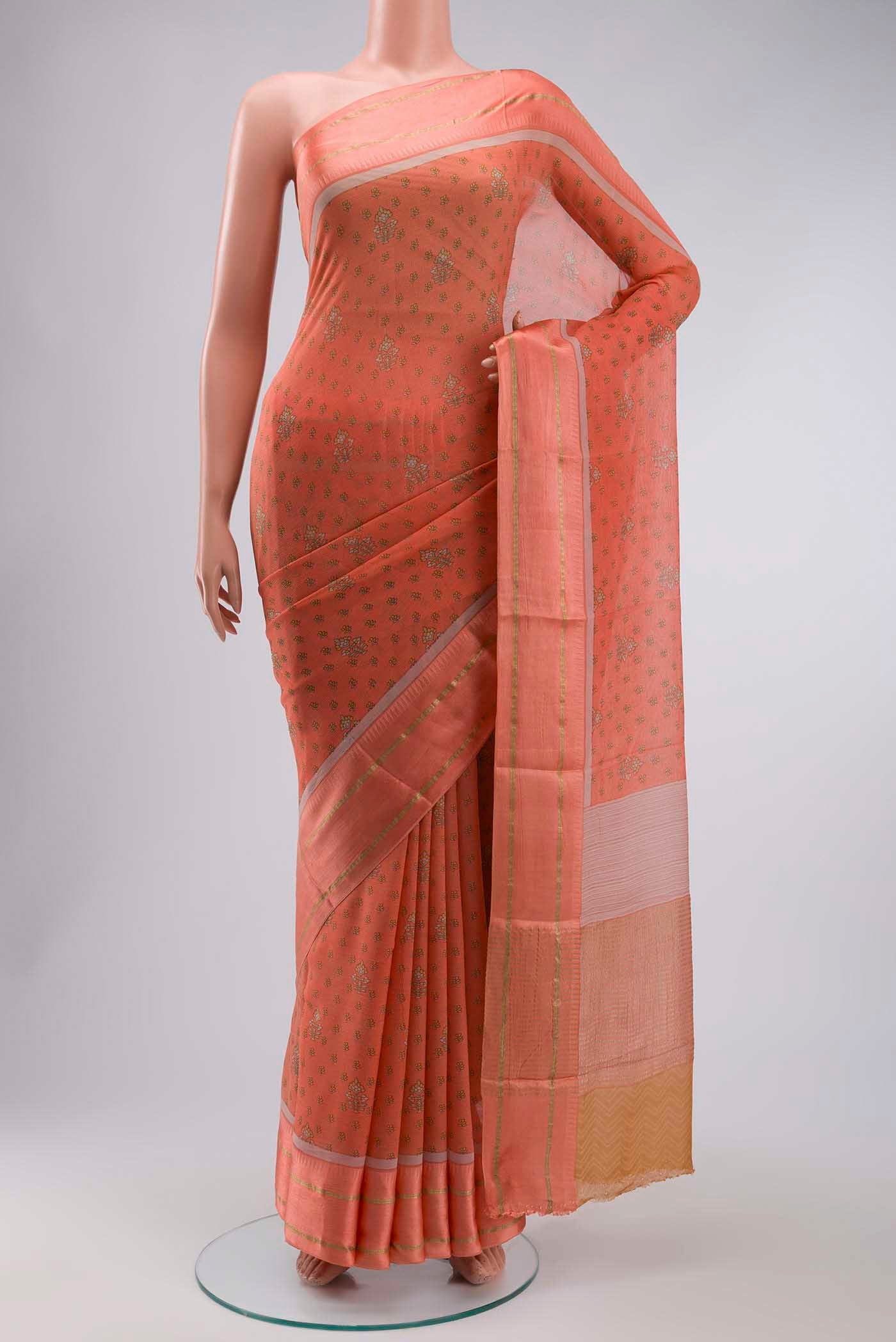 Orange Mysore Chiffon Saree